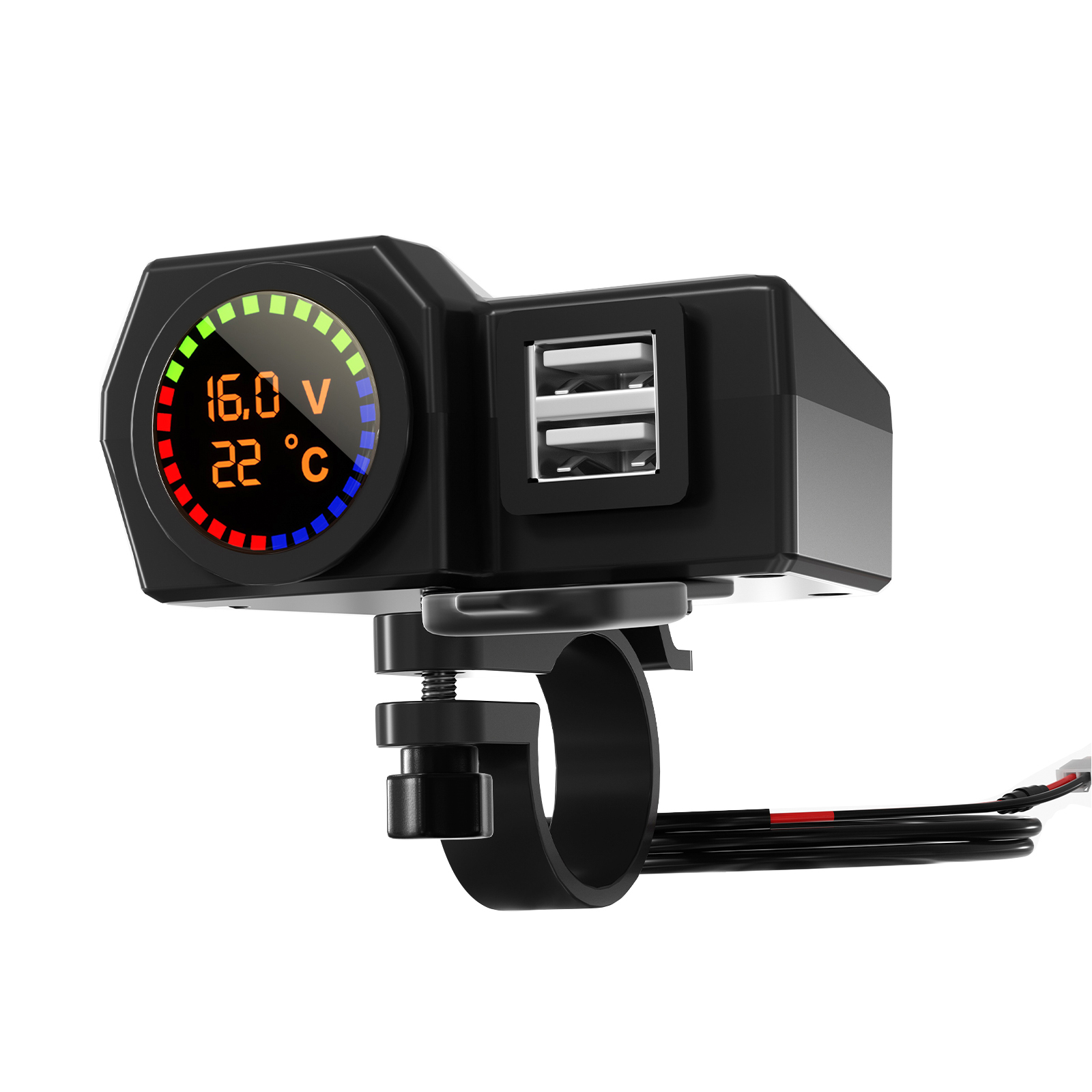 Qc3.0 Volt Meter Phone Charge Bracket Temperature Meter Black A For Moto Scooter Generic