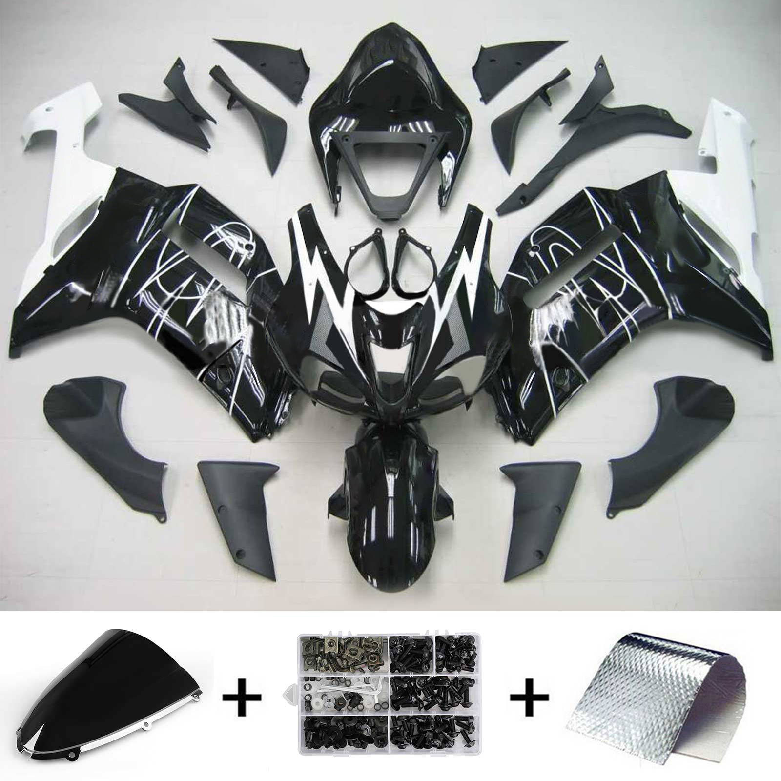 2007-2008 Kawasaki ZX6R 636 Amotopart Injection Fairing Kit Bodywork Plastic ABS #109
