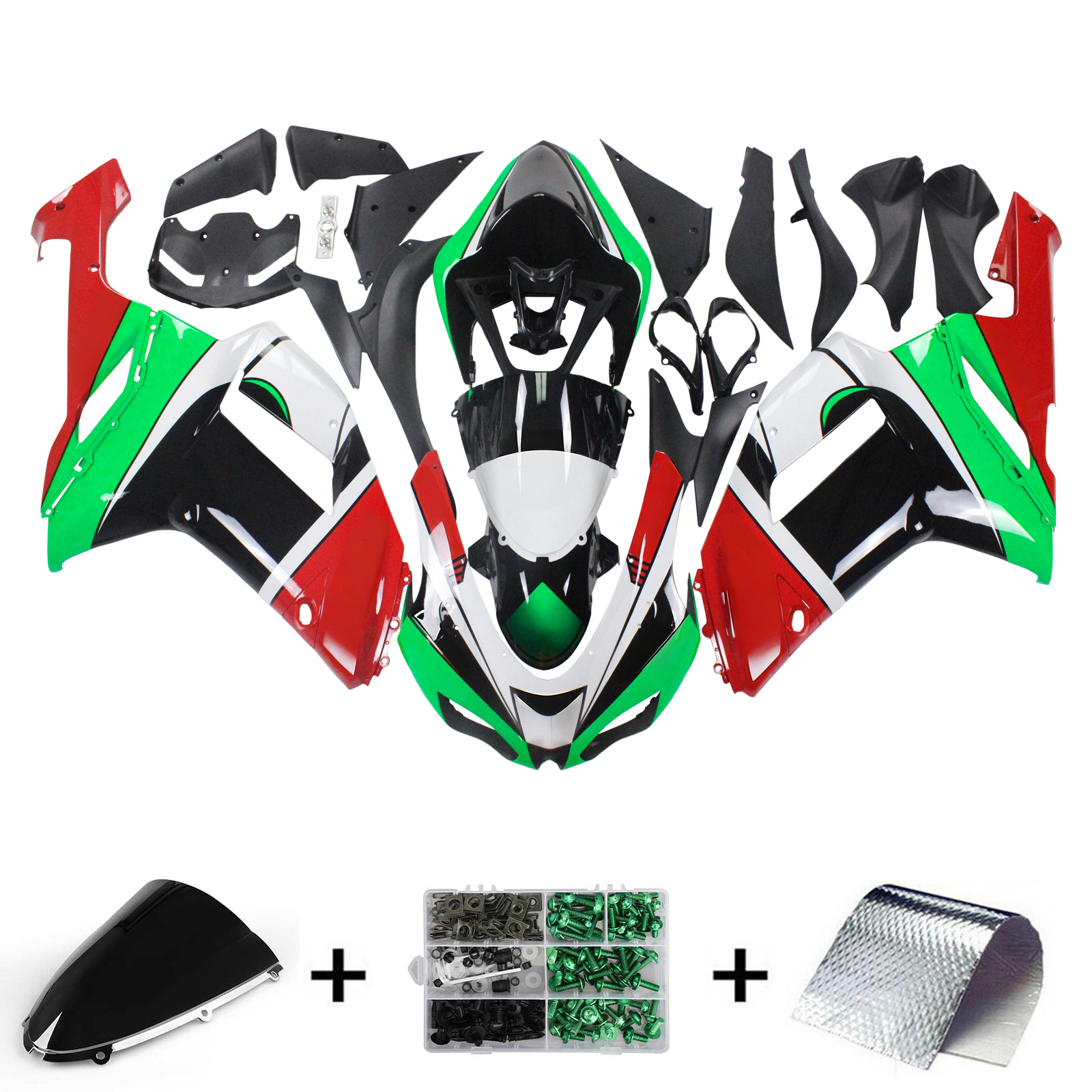 2007-2008 Kawasaki ZX6R 636 Amotopart Injection Fairing Kit Bodywork Plastic ABS #125