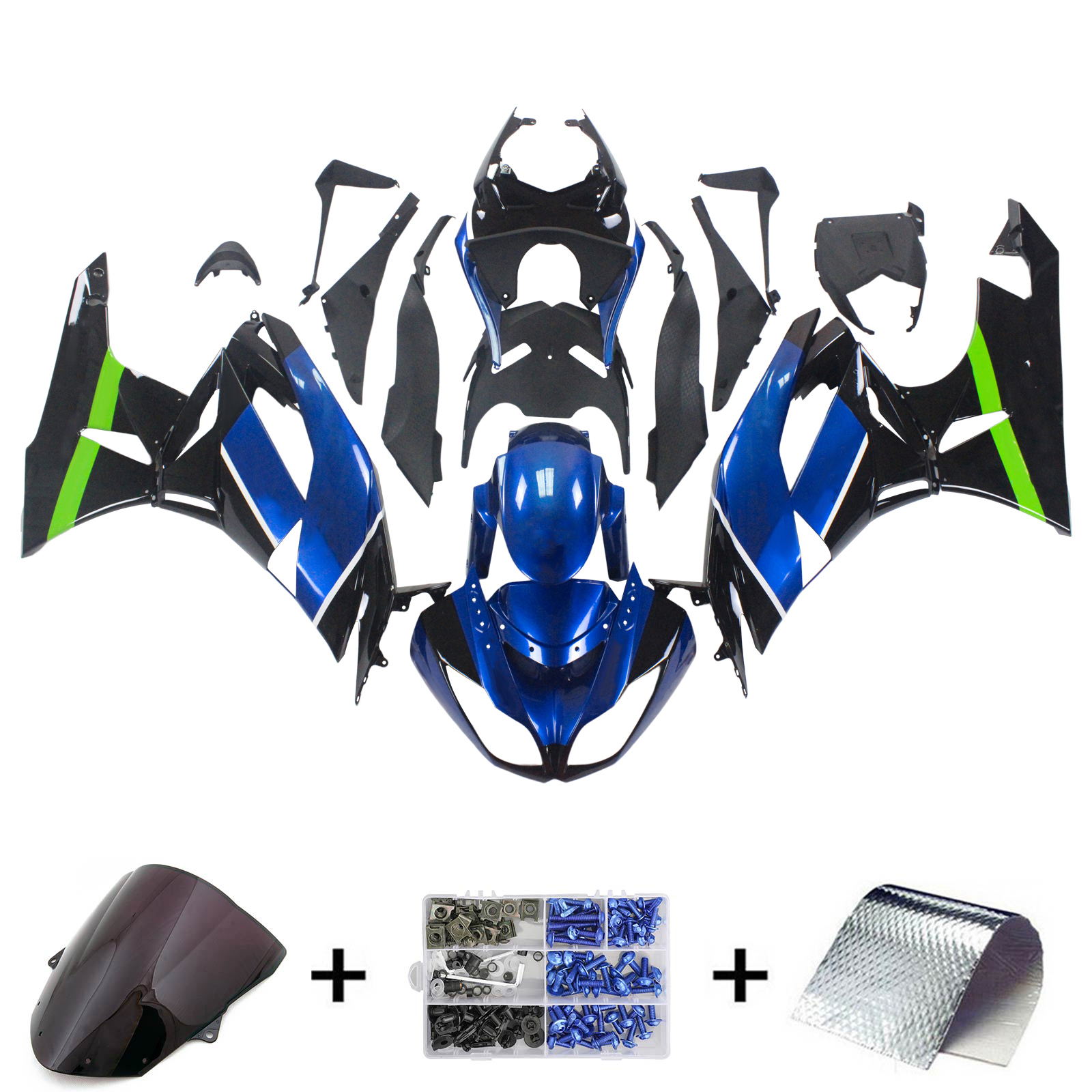 2009-2012 Kawasaki ZX6R 636 Amotopart Injection Fairing Kit Bodywork Plastic ABS #115