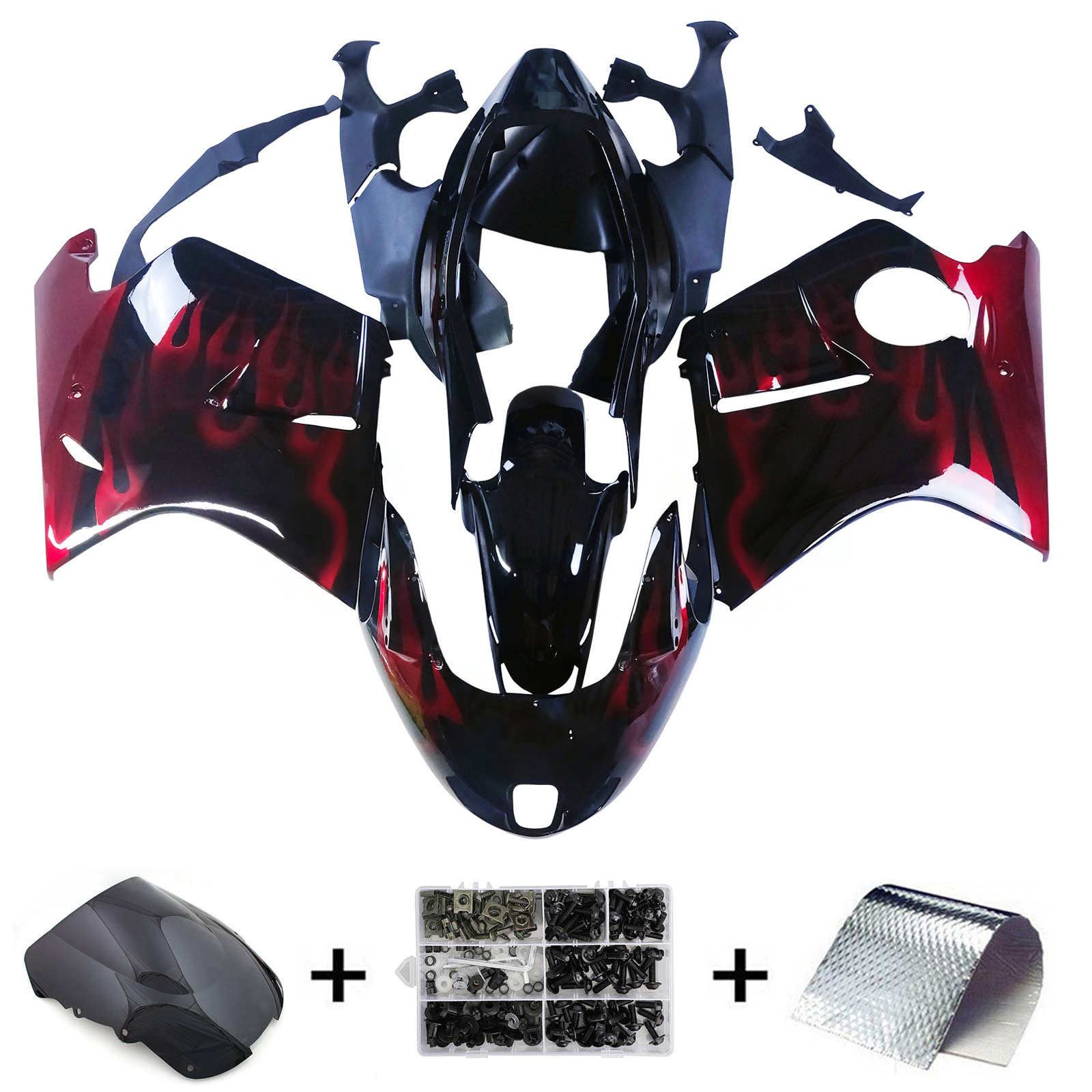 1996-2007 Honda CBR1100XX SuperBlackBird Amotopart Injection Fairing Kit Bodywork ABS #102