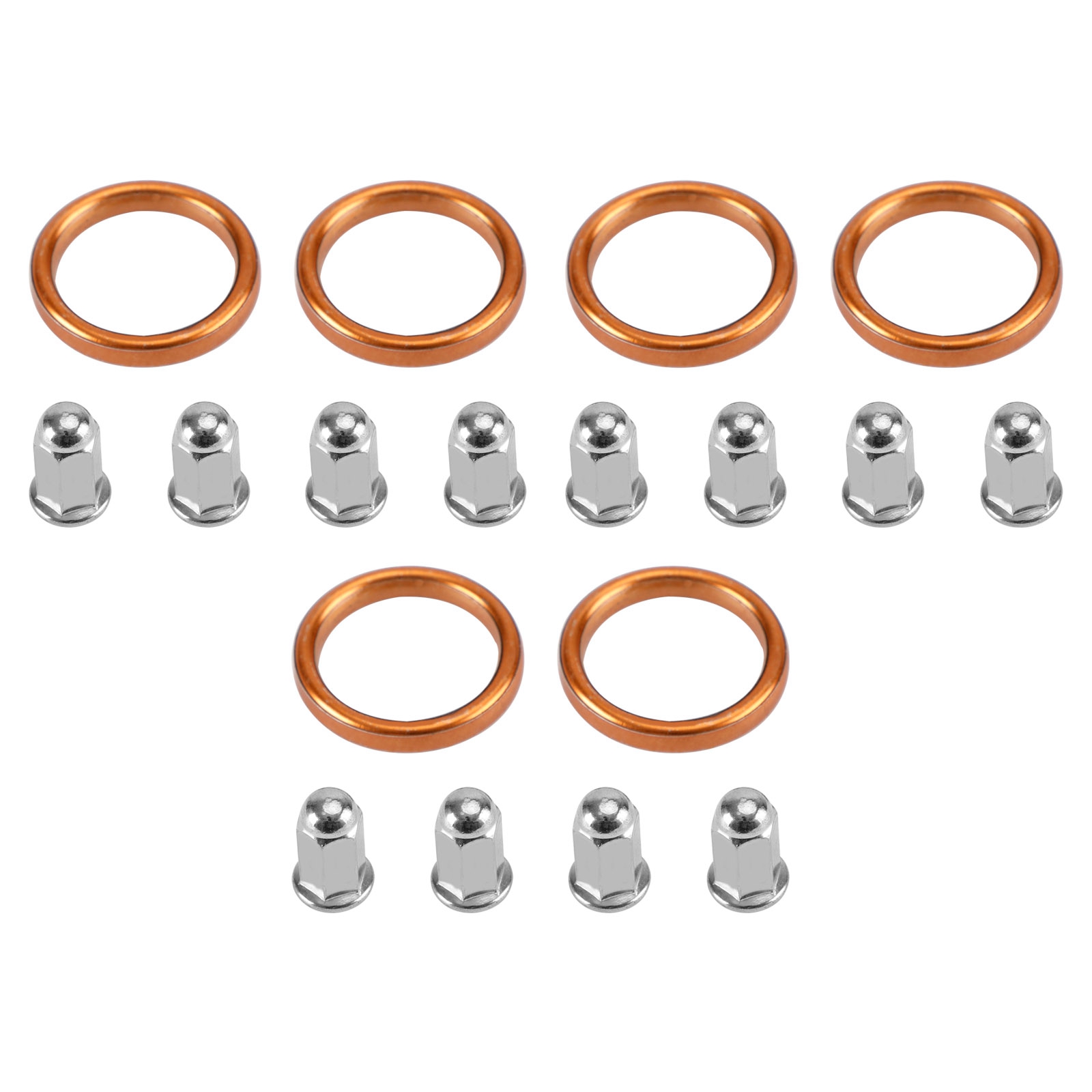 6 Exhaust Gaskets & 12 Cap Nuts For Honda Goldwing GL1500 Valkyrie GL1800 Rune Generic