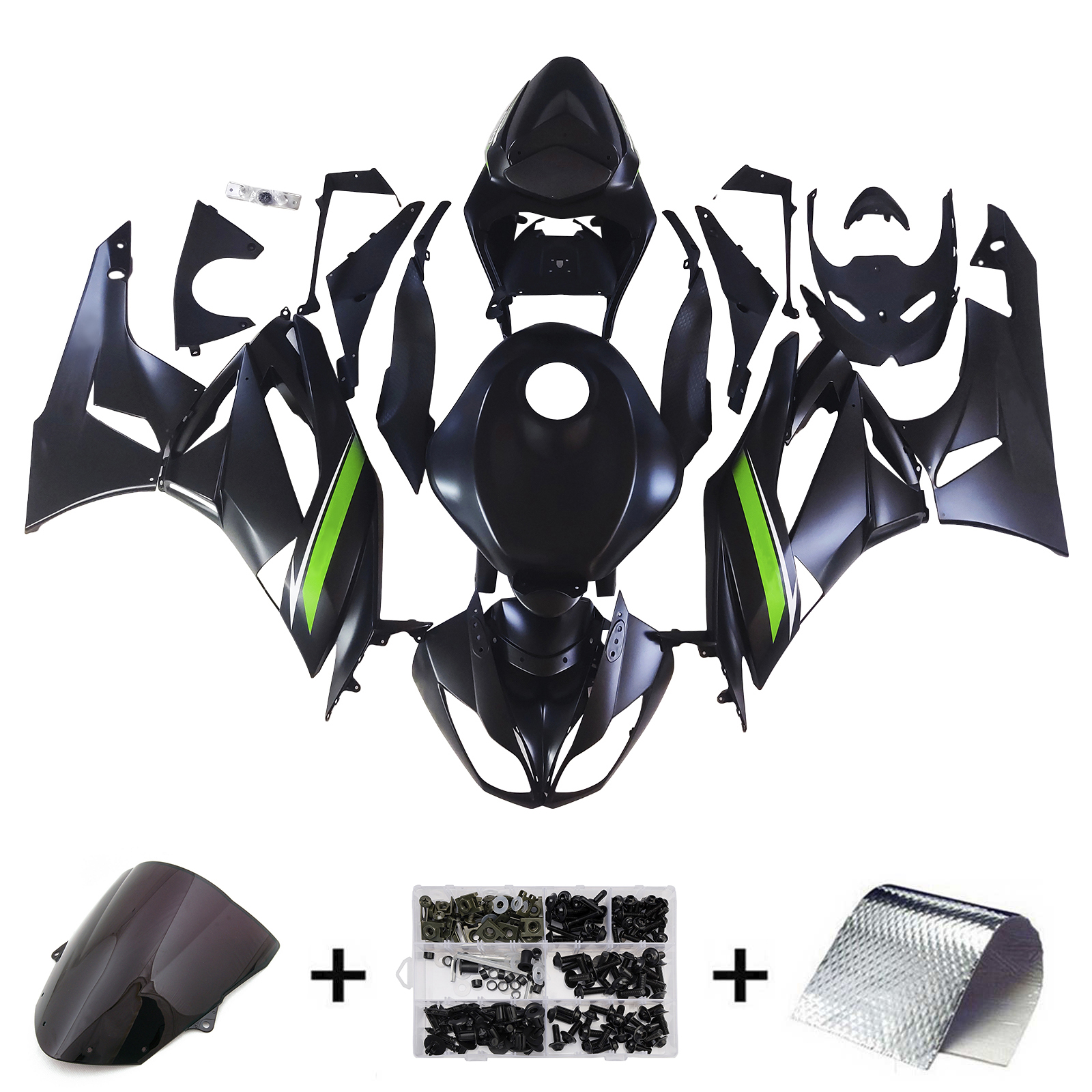 2009-2012 Kawasaki ZX6R 636 Injection Fairing Kit Bodywork Plastic ABS #120 Amotopart Fairing