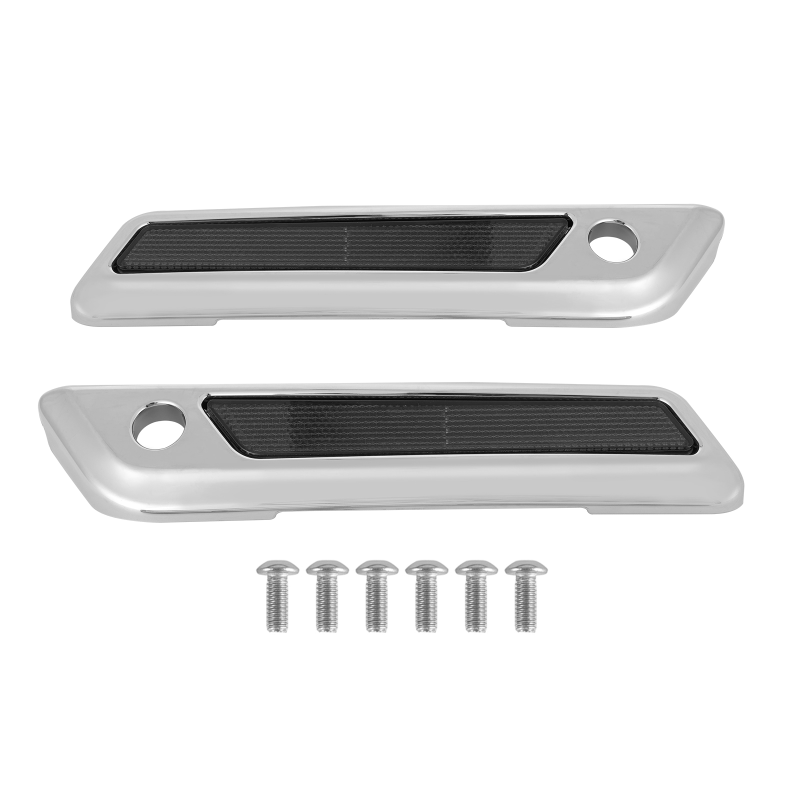 Saddlebag Latch Reflective Cover Chrome_Gray For Touring Road Glide King 14-23 Generic