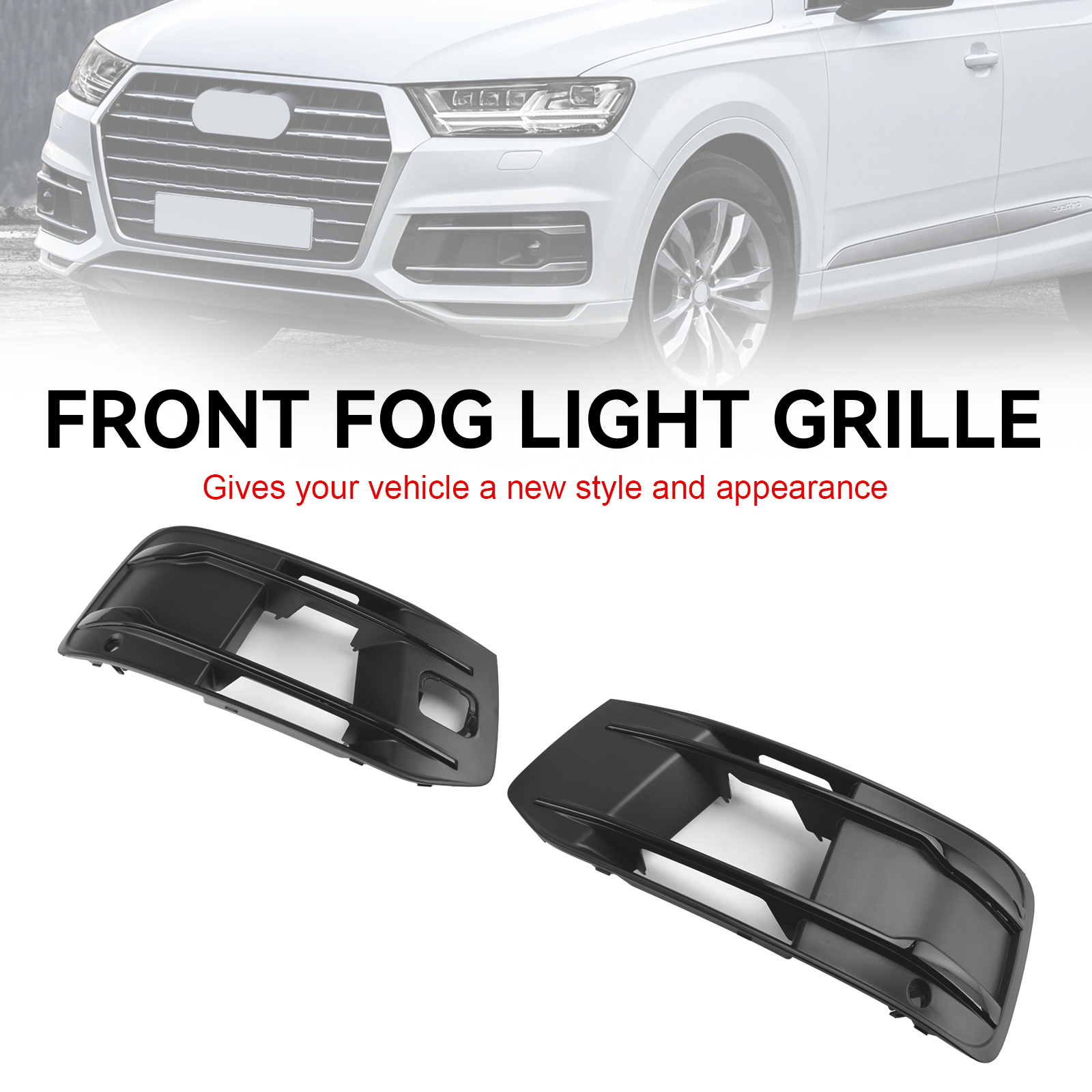Front Bumper Cover Fog Light Bezel Insert Grill Grille Fit Audi Q7 2016-2019 Generic