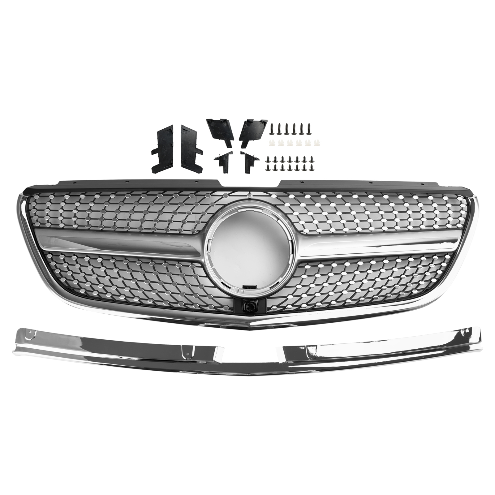 Diamond Front Bumper Grill Grille Fit Mercedes Vito W447 2015-19 GT Stlye Generic