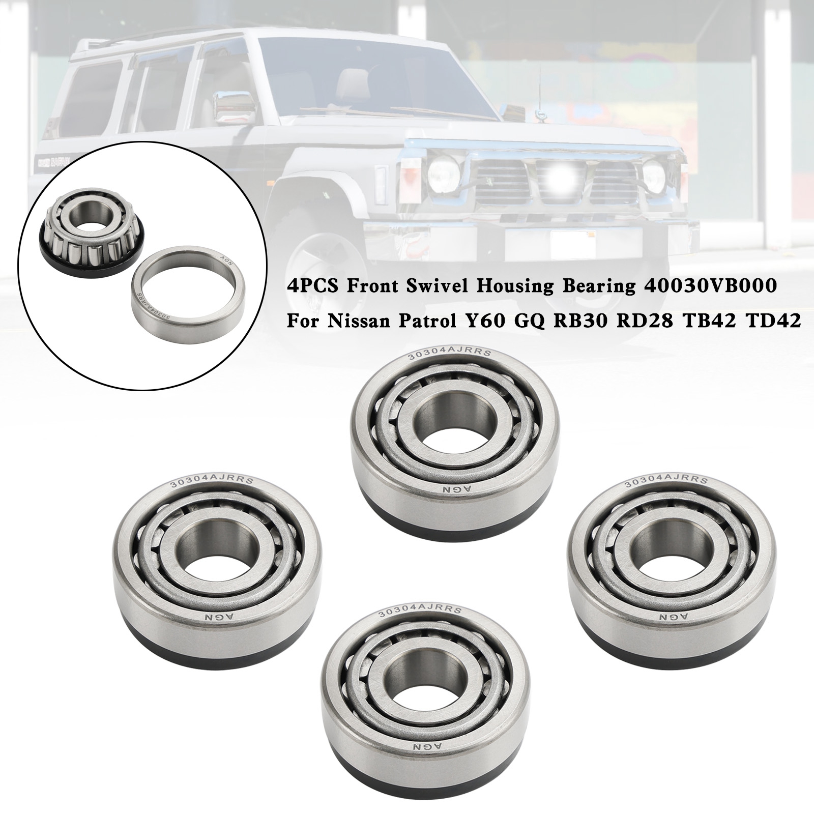4PCS Front Swivel Housing Bearing 40030VB000 For Nissan Patrol Y60 GQ RB30 RD28 Generic