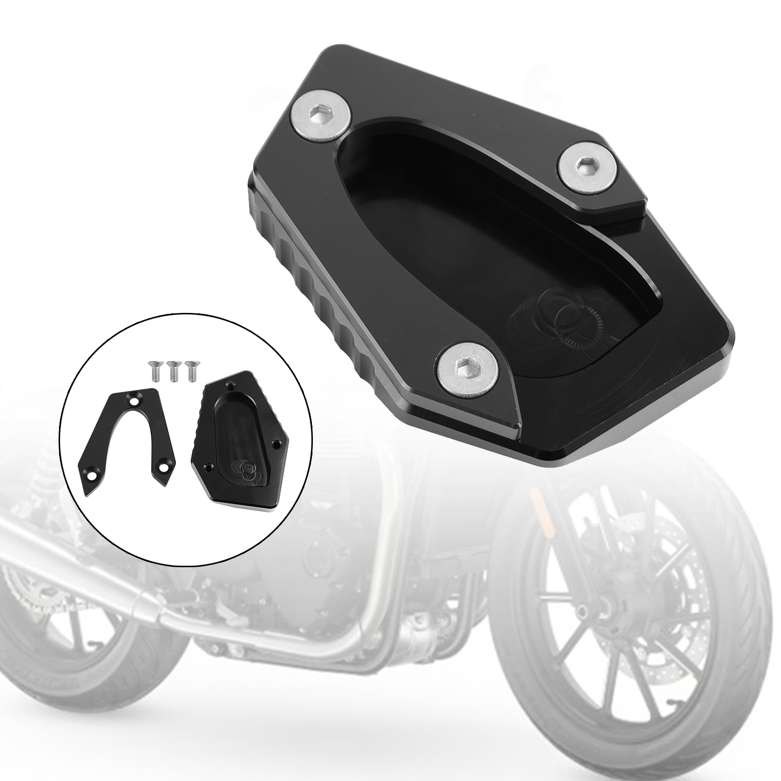 Kickstand Enlarge Plate Pad fit for Speed Twin 900 22-23 Street Cup 900 17-18 Black Generic