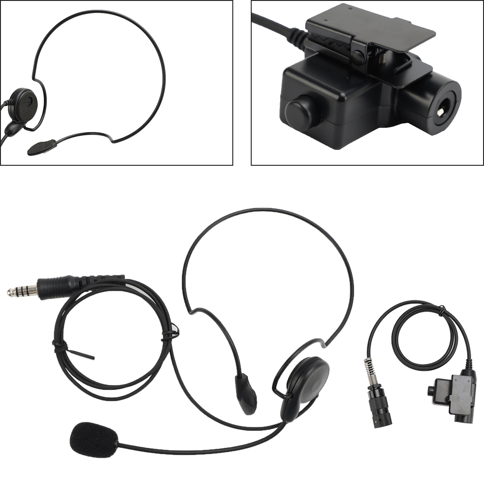 7.1-C7 Rear Mount Big Plug Tactical Headset For AN/PRC-152 AN/PRC-148 U329 Radio Generic