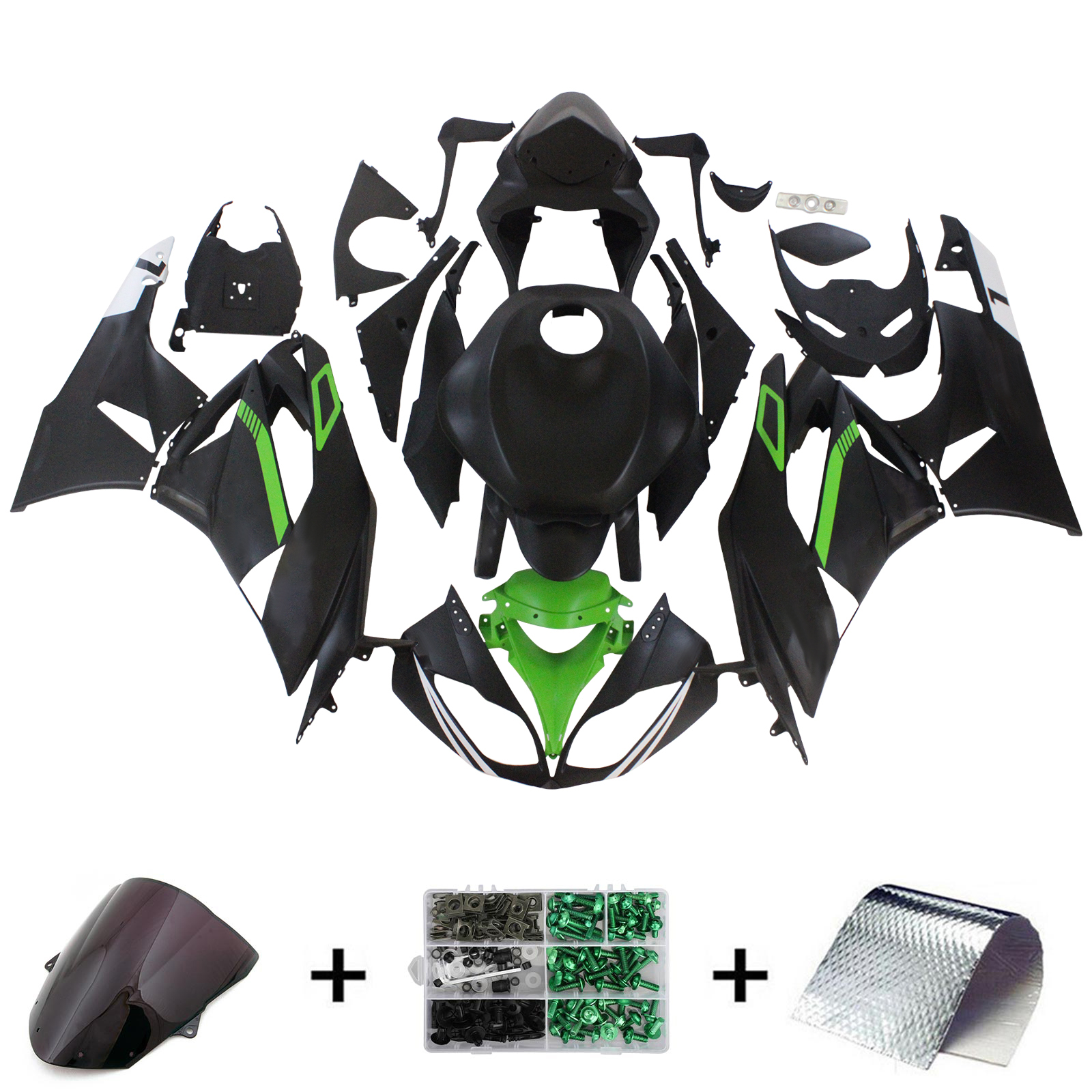 2009-2012 Kawasaki ZX6R 636 Injection Fairing Kit Bodywork Plastic ABS#152 Amotopart Fairing
