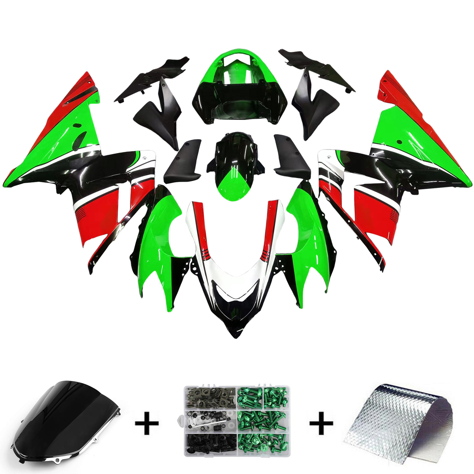 2004-2005 Kawasaki ZX10R Injection Fairing Kit Bodywork Plastic ABS#132 Amotopart Fairing