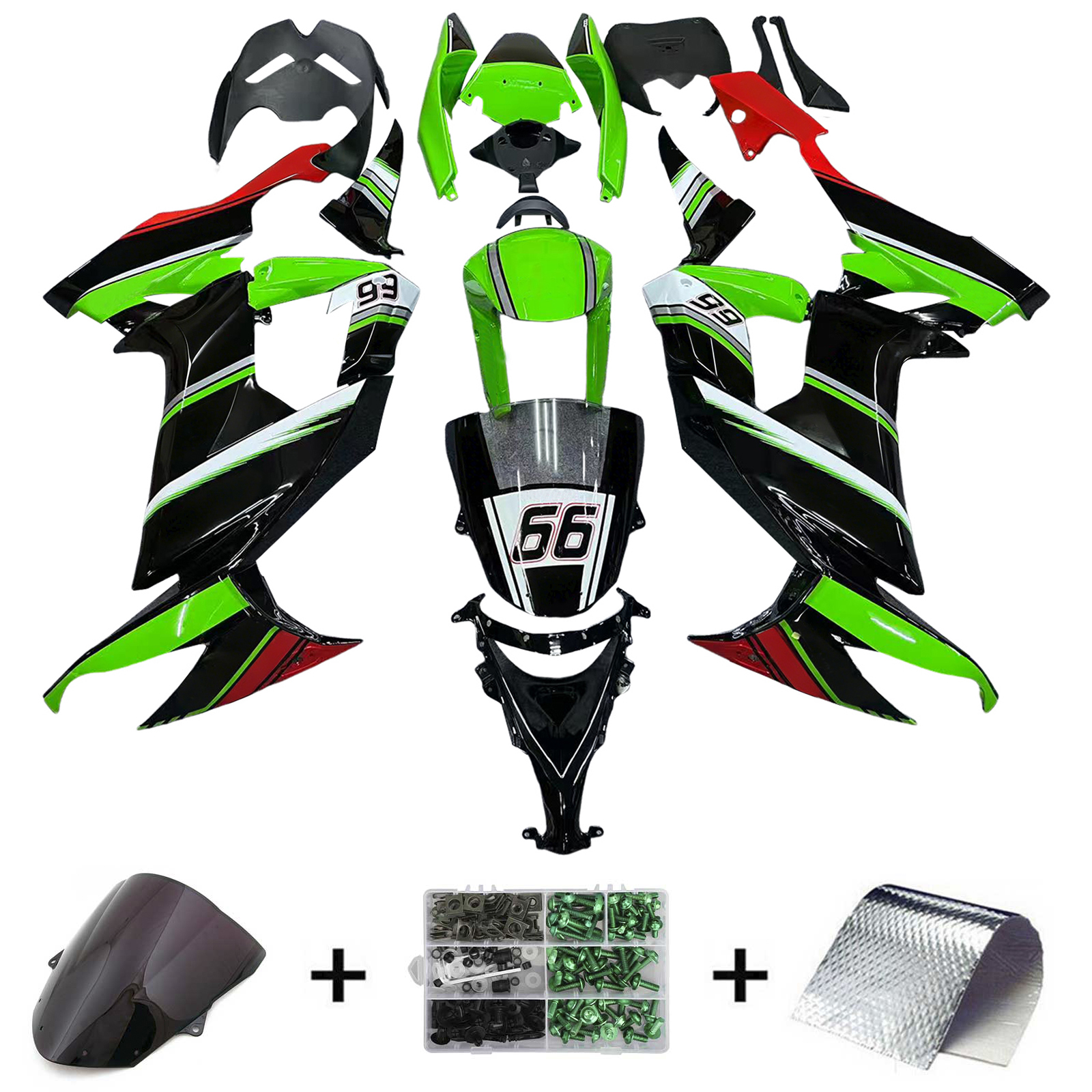 2008-2010 Kawasaki ZX10R Injection Fairing Kit Bodywork Plastic ABS#142 Amotopart Fairing