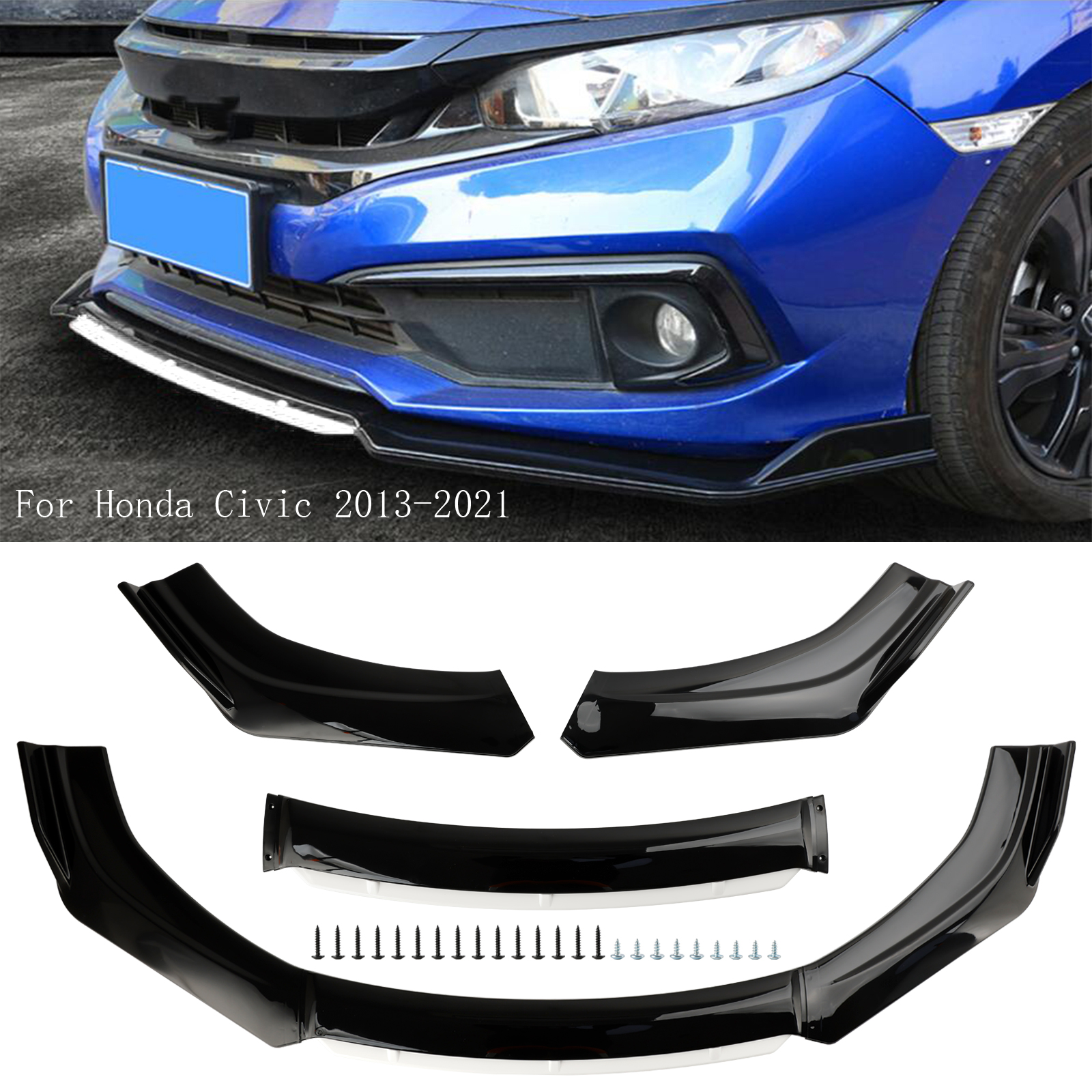 Toyota Corolla Camry Sienna 86 Scion FR-S All Models All Models Front Bumper Lip Body Kit Gloss Black & White Generic