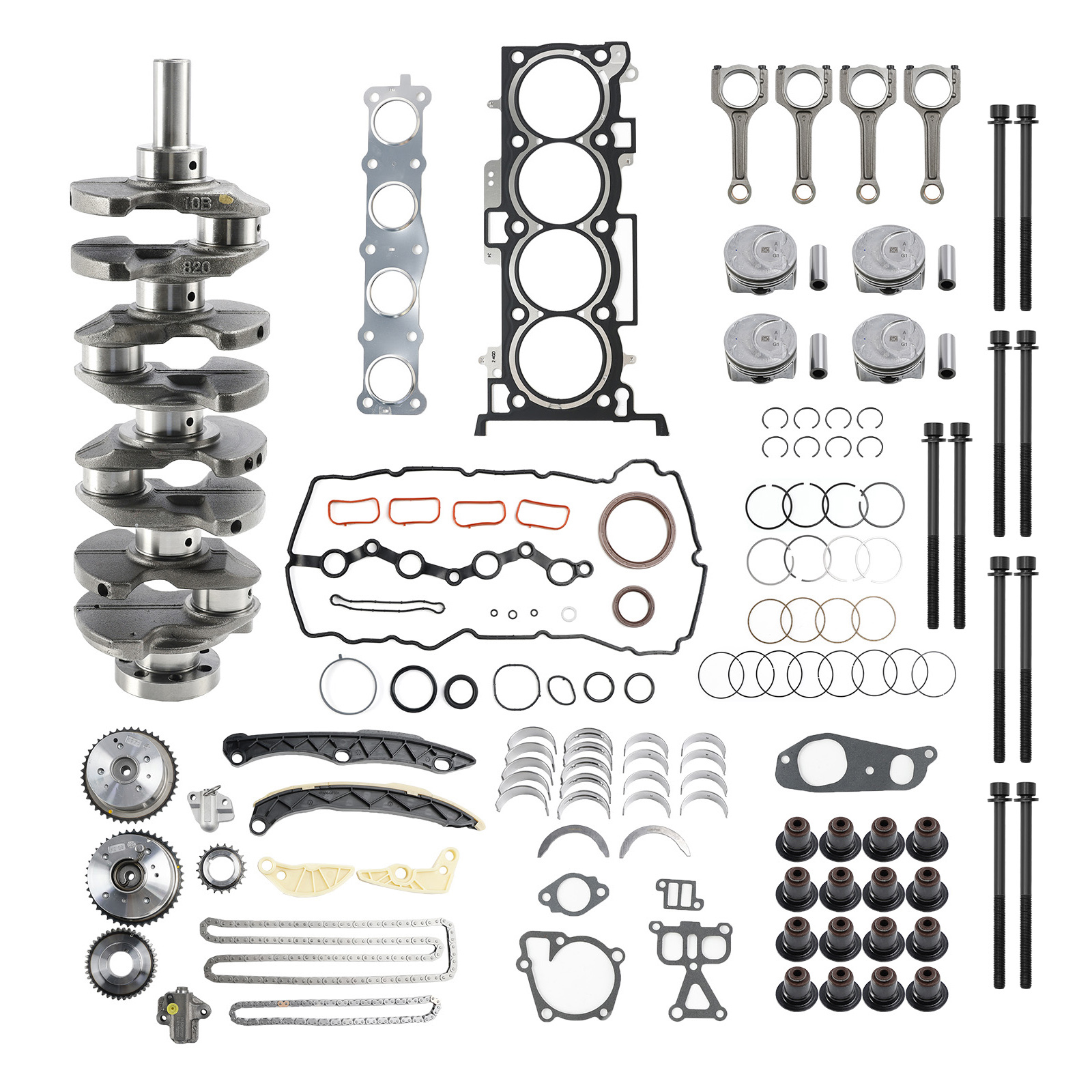 2011-2020 Hyundai Creta Elantra i40 Mistra Sonata Tucson G4KH 2.0T Engine Rebuild Kit w/ Crankshaft Con Rods Timing Kit 23510-2G440 Generic