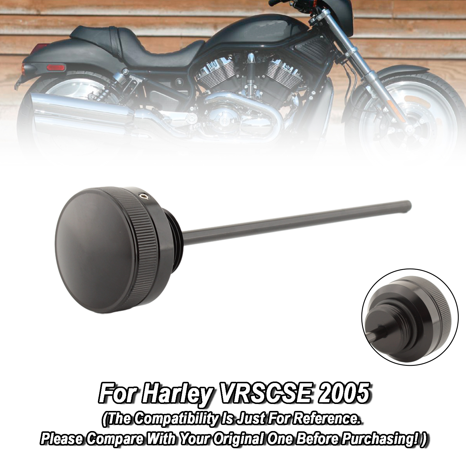 2002-2011 Harley VRSCA VRSCB VRSCD VRSCSE VRSCAW Oil Dipstick Tank Cap Plug Black Generic