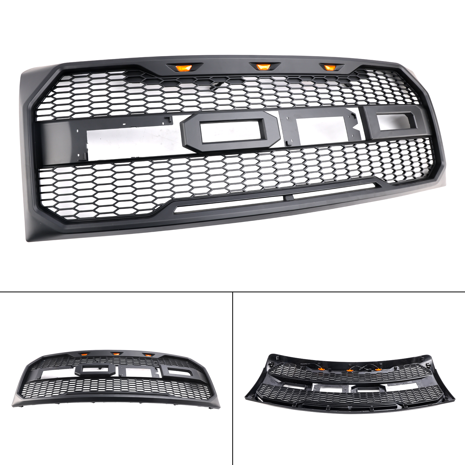 2009-2014 Ford F150 Raptor Style Front Bumper Grille Grill With LED Black