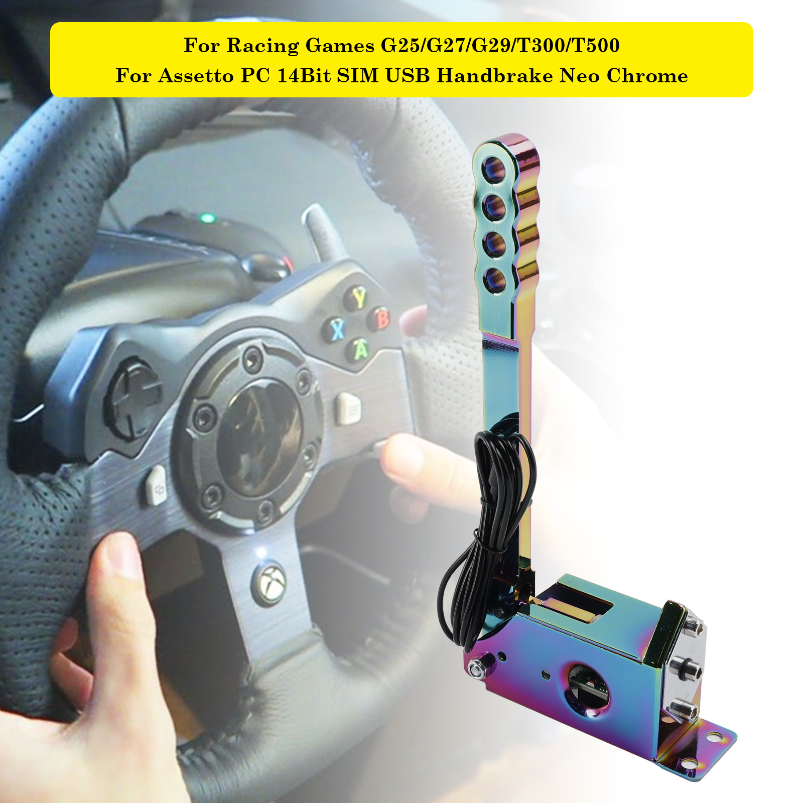 14Bit SIM USB Handbrake For Assetto PC Racing Games G25/G27/G29/T300 Neo Chrome