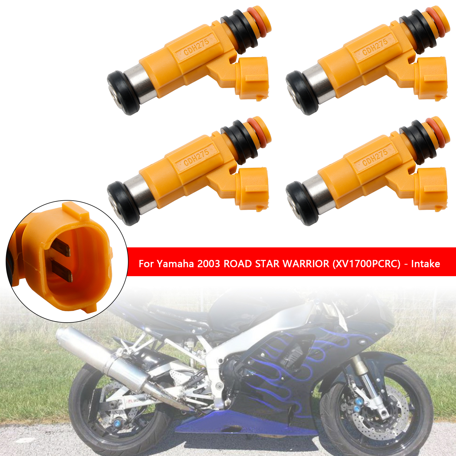 1999-2009 Yamaha FJR1300 Road Star Warrior XV1700 4Pcs Fuel Injectors 5FL-13761-00-00 Generic
