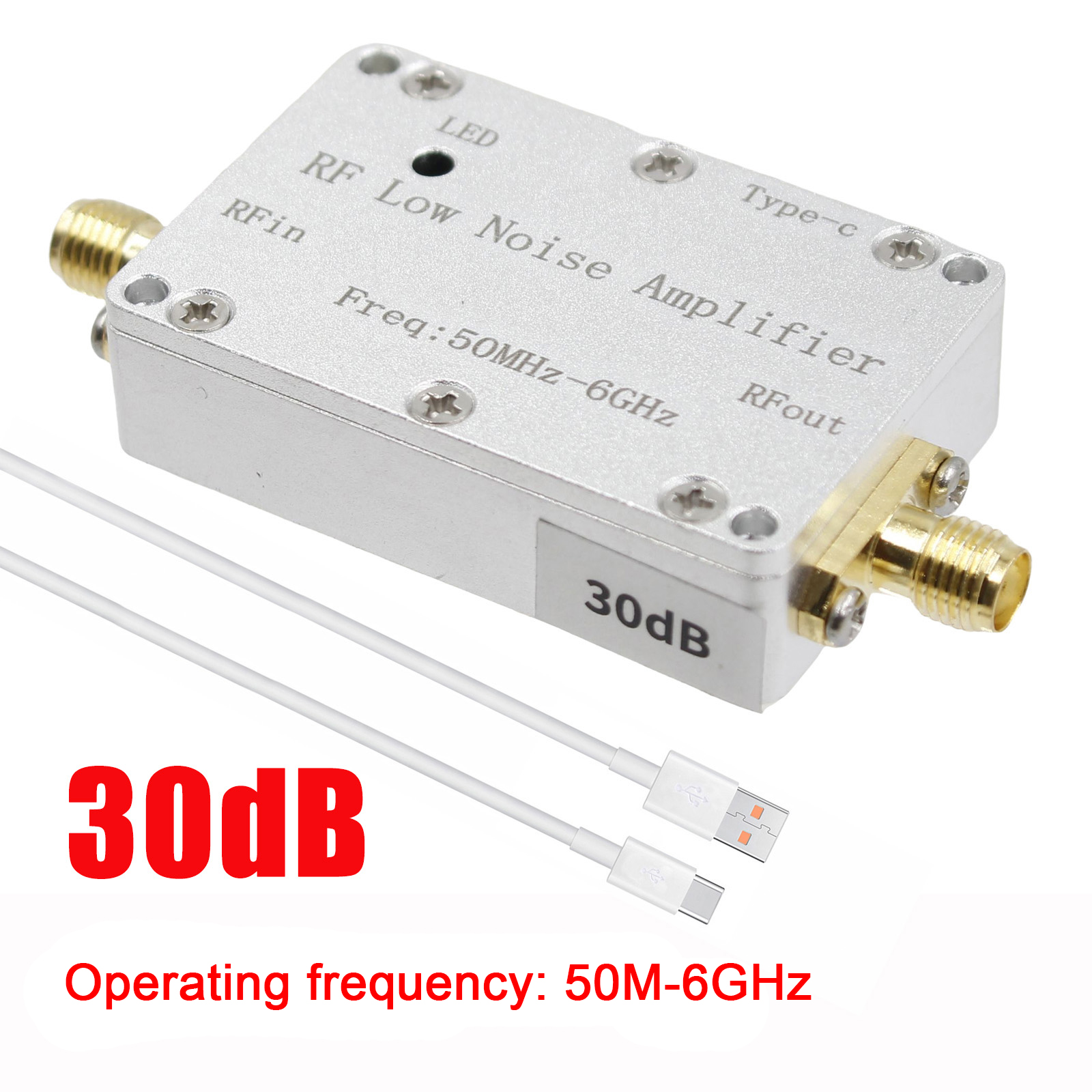 50m-6GHz Radio Frequency Low Noise Amplifier 30dB High-Gain Front LNA Signal