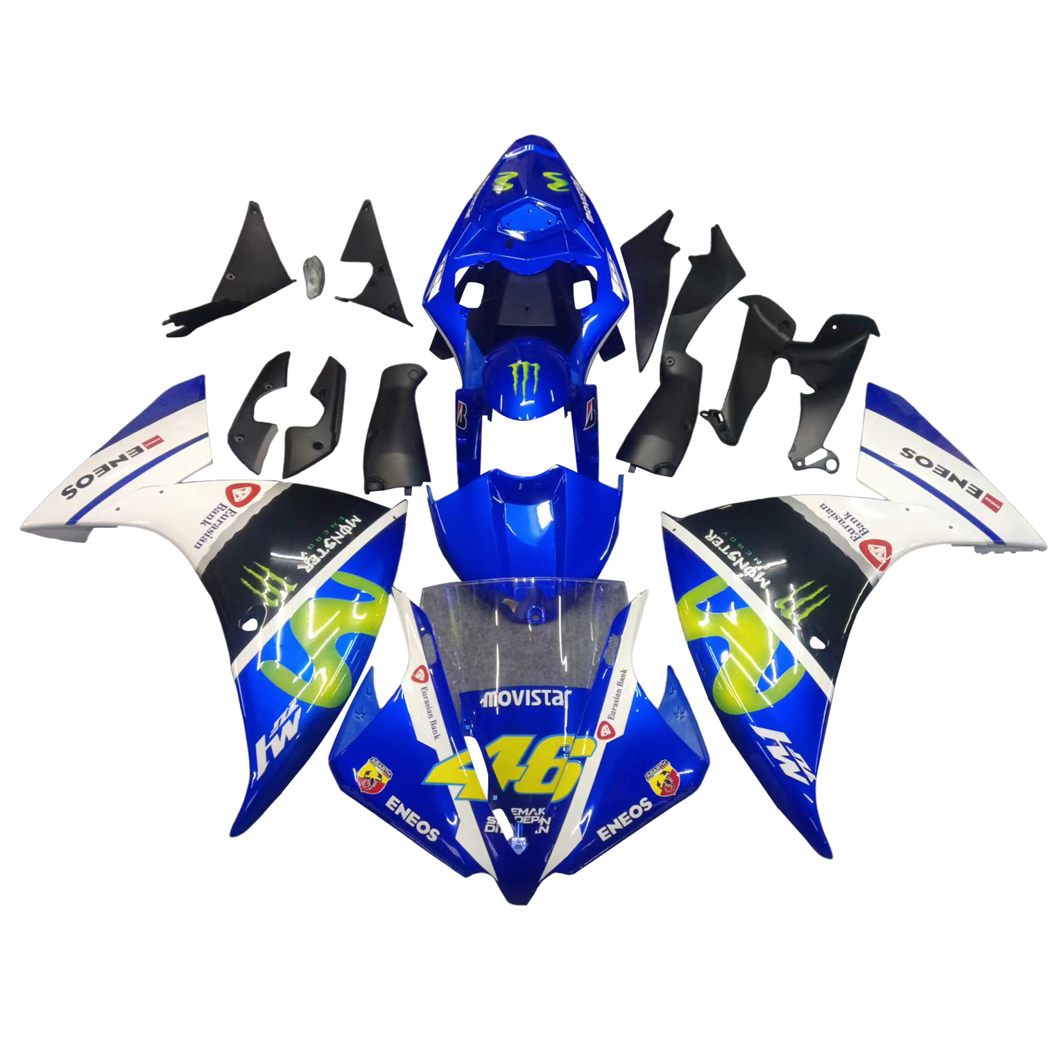 2012-2014 Yamaha YZF 1000 R1 Injection Fairing Kit Bodywork Plastic ABS Amotopart Fairing #012