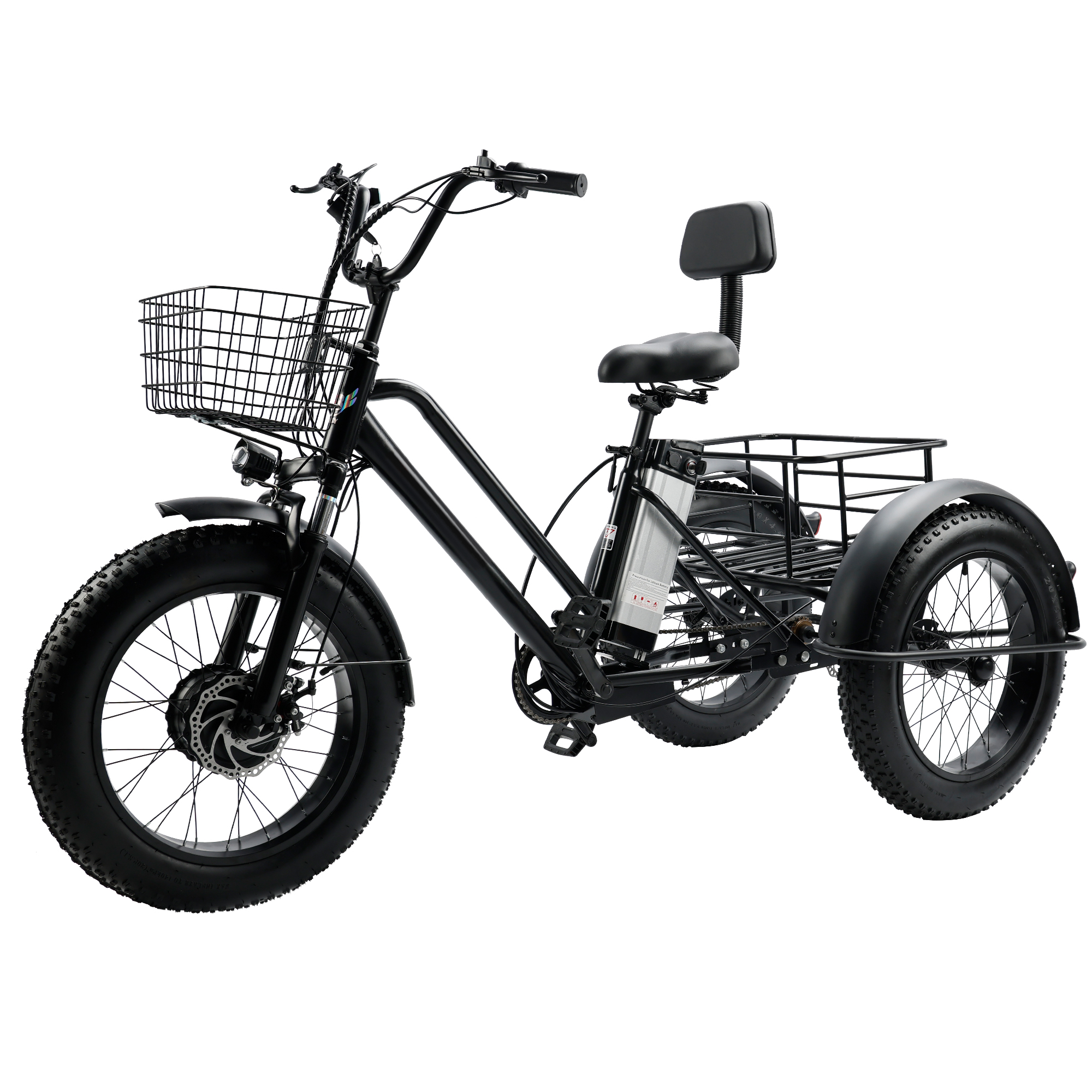 500W 48V 12A Electric tricycle for Adult Snow Tricycle 3 wheel e-bike Fat Tire Tricycle with cargo New upgrade