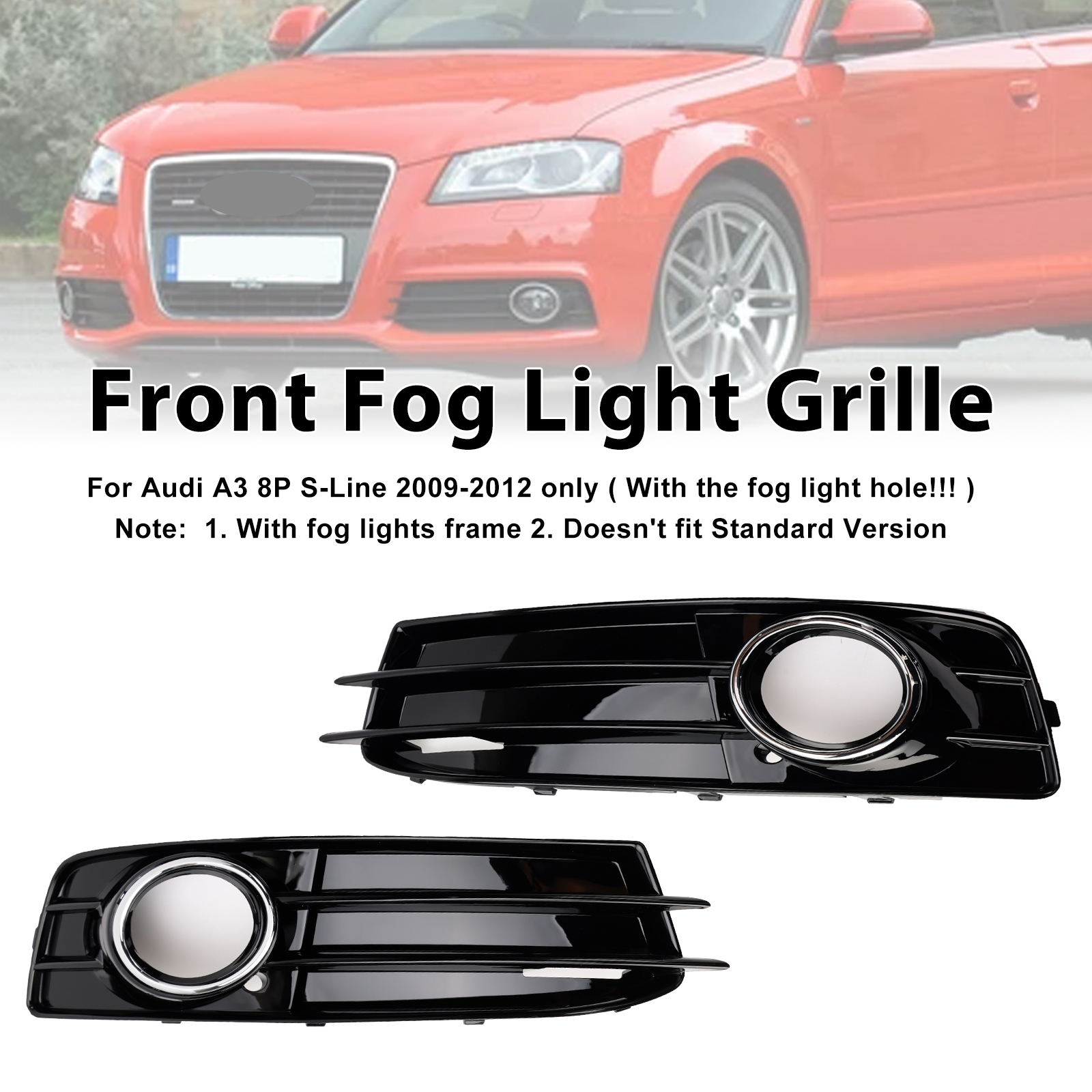2009-2012 Audi A3 S-Line S3 Front Lower Bumper Grille Fog Light Cover Generic 2009-2012 Audi A3 S-Line S3 Front Lower Bumper Grille Fog Light Cover Generic