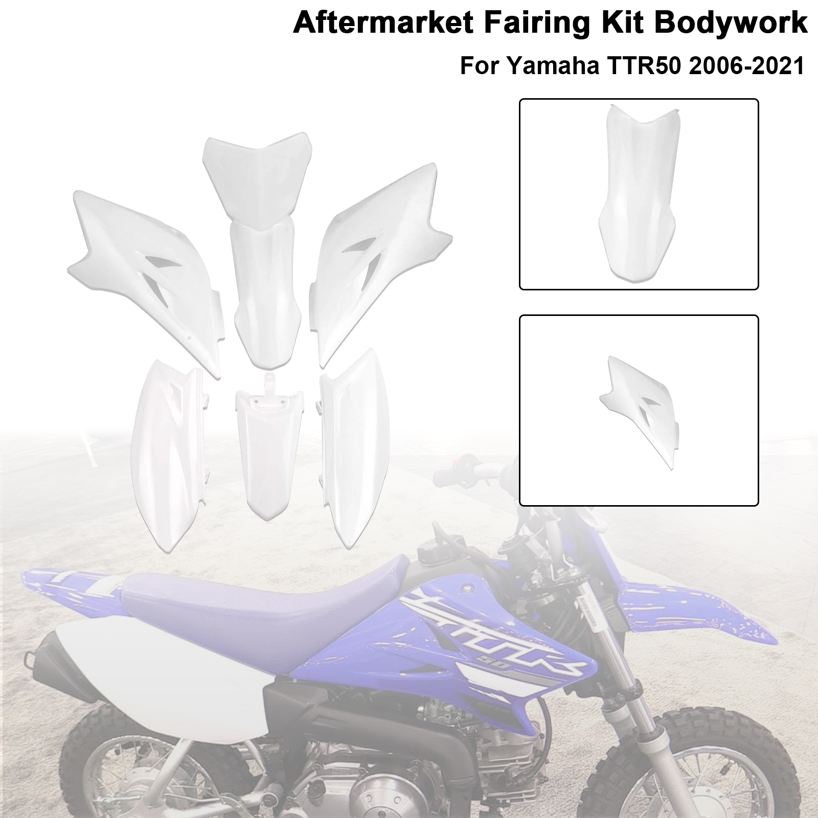 2006-2021 Yamaha TTR50 Body Plastic Kit Front Rear Fender Fairing White Generic