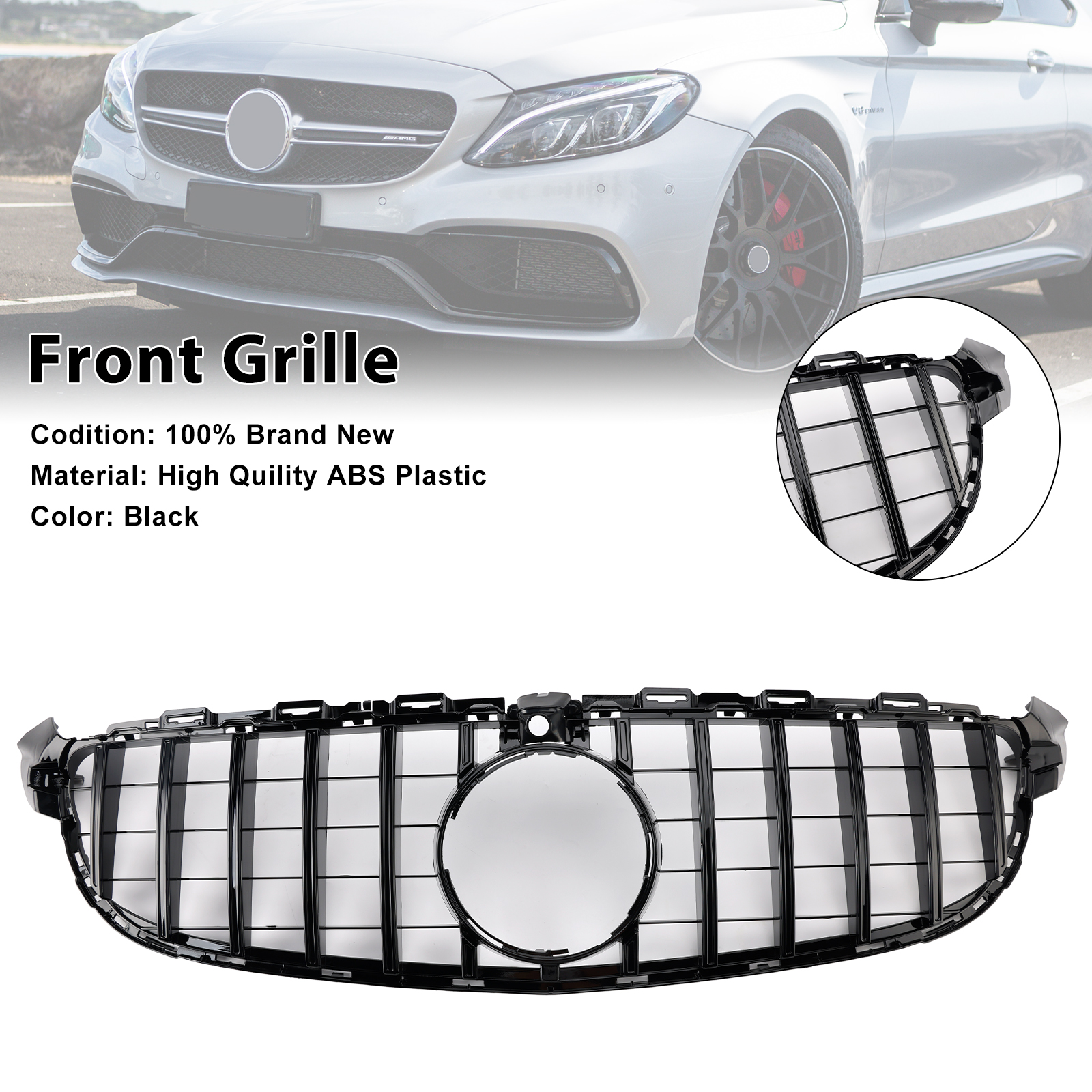 2015-2018 Mercedes Benz C-Class W205 C63 Front Upper Grille Without badge Black Generic 2015-2018 Mercedes Benz C-Class W205 C63 Front Upper Grille Without badge Black Generic