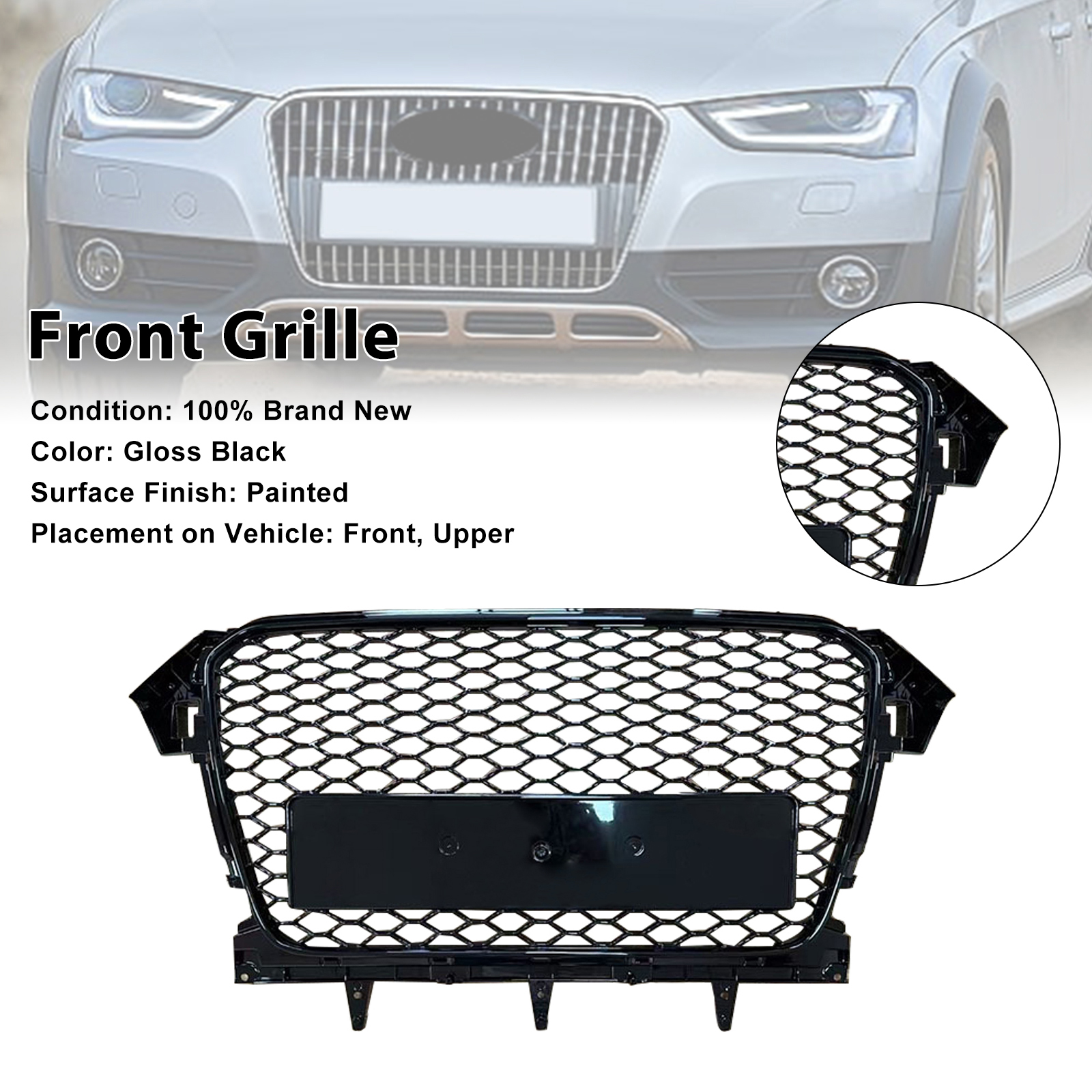 2013-2016 Audi A4 B8.5 RS4 Style Front Bumper Grill Gloss Black Generic 2013-2016 Audi A4 B8.5 RS4 Style Front Bumper Grill Gloss Black Generic
