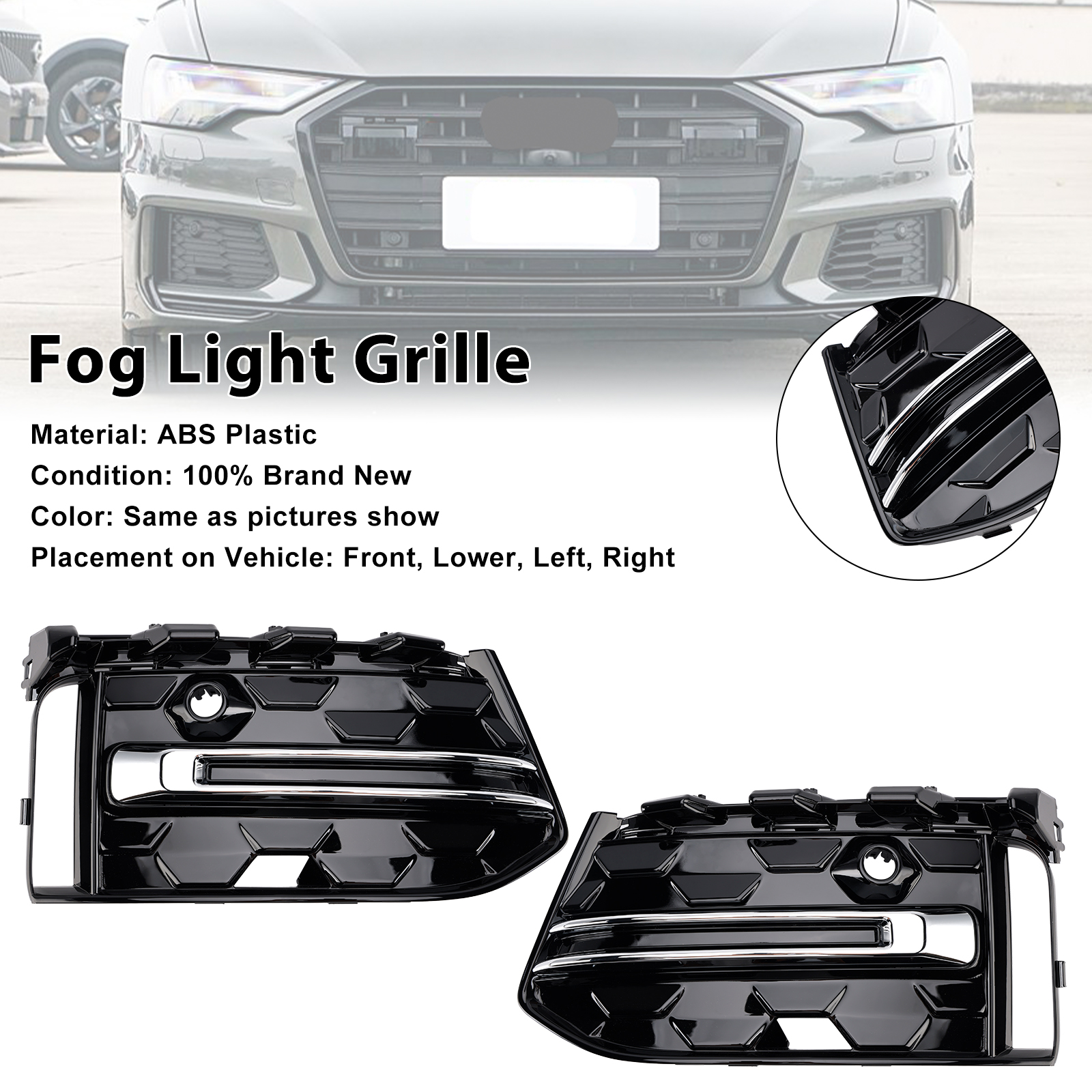 2023+ Audi A6 C8PA S-Line S6 2Pcs Fog Light Grille 4KD807647E Generic 2023+ Audi A6 C8PA S-Line S6 2Pcs Fog Light Grille 4KD807647E Generic