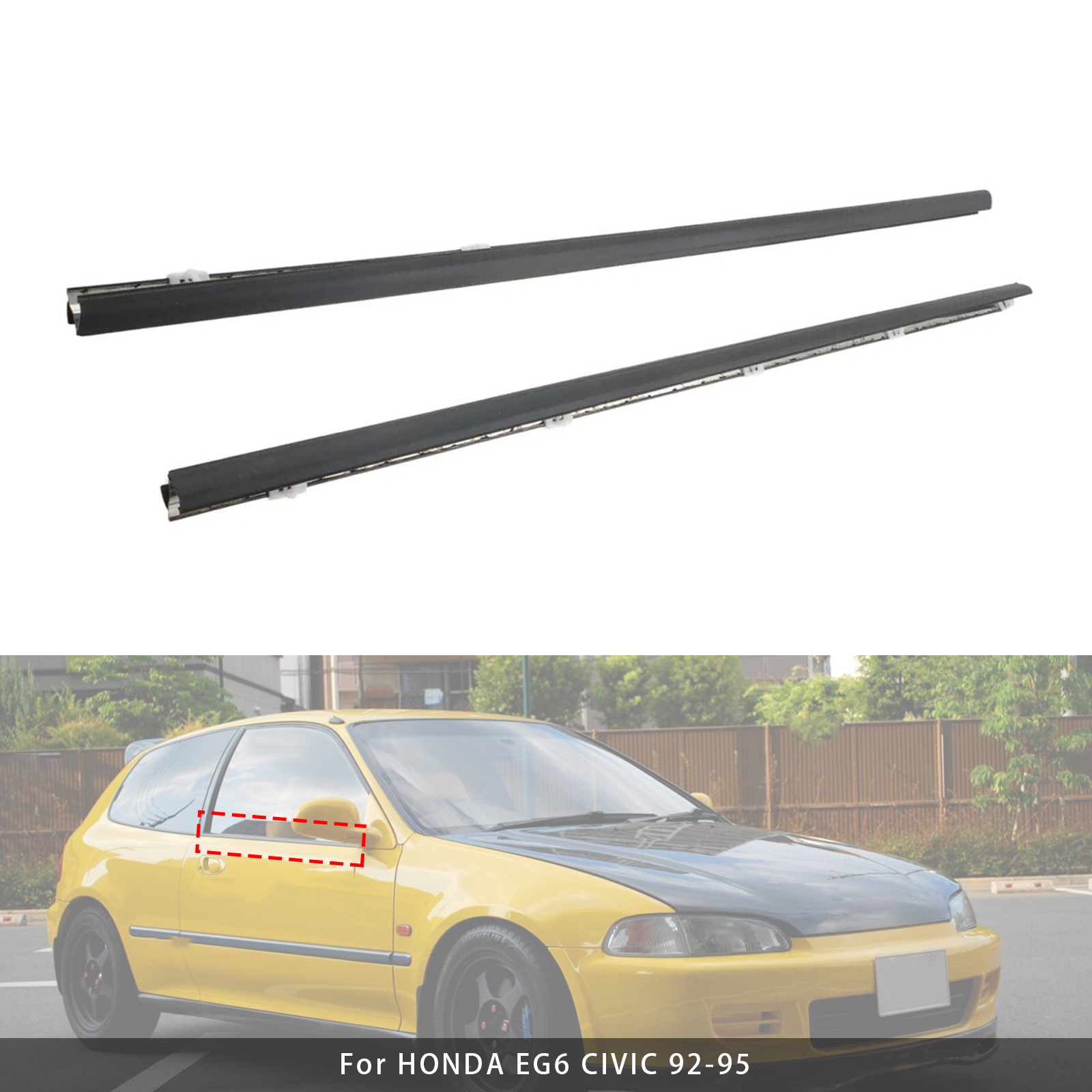 1992-1995 HONDA EG6 CIVIC 2PCS L&R Side Door Window Belt Trim Molding 72450-SR3-003 Generic