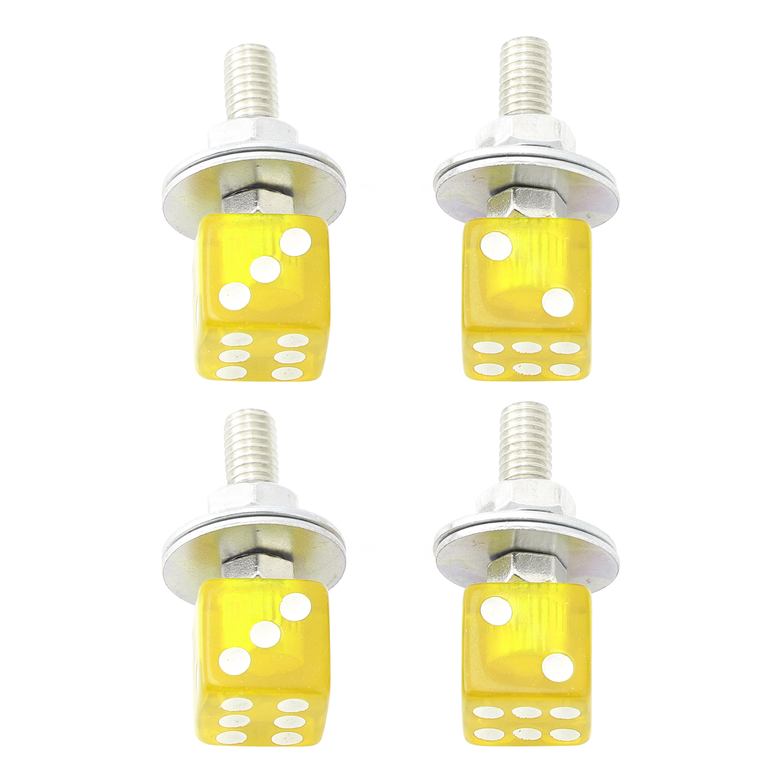 4x Custom DICE License Plate Bolt Screw Yellow Plastic Motorcycle Chopper Bobber Yellow 4x Custom DICE License Plate Bolt Screw Yellow Plastic Motorcycle Chopper Bobber Yellow