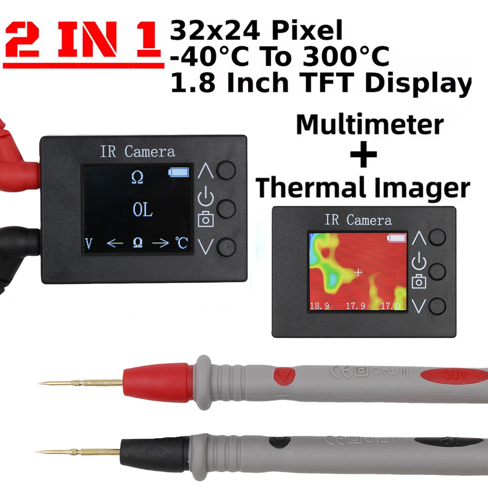 2 In 1 IR Camera Temperature Tester Thermal Imager With Imaging Sensor 1.8Inch 2 In 1 IR Camera Temperature Tester Thermal Imager With Imaging Sensor 1.8Inch