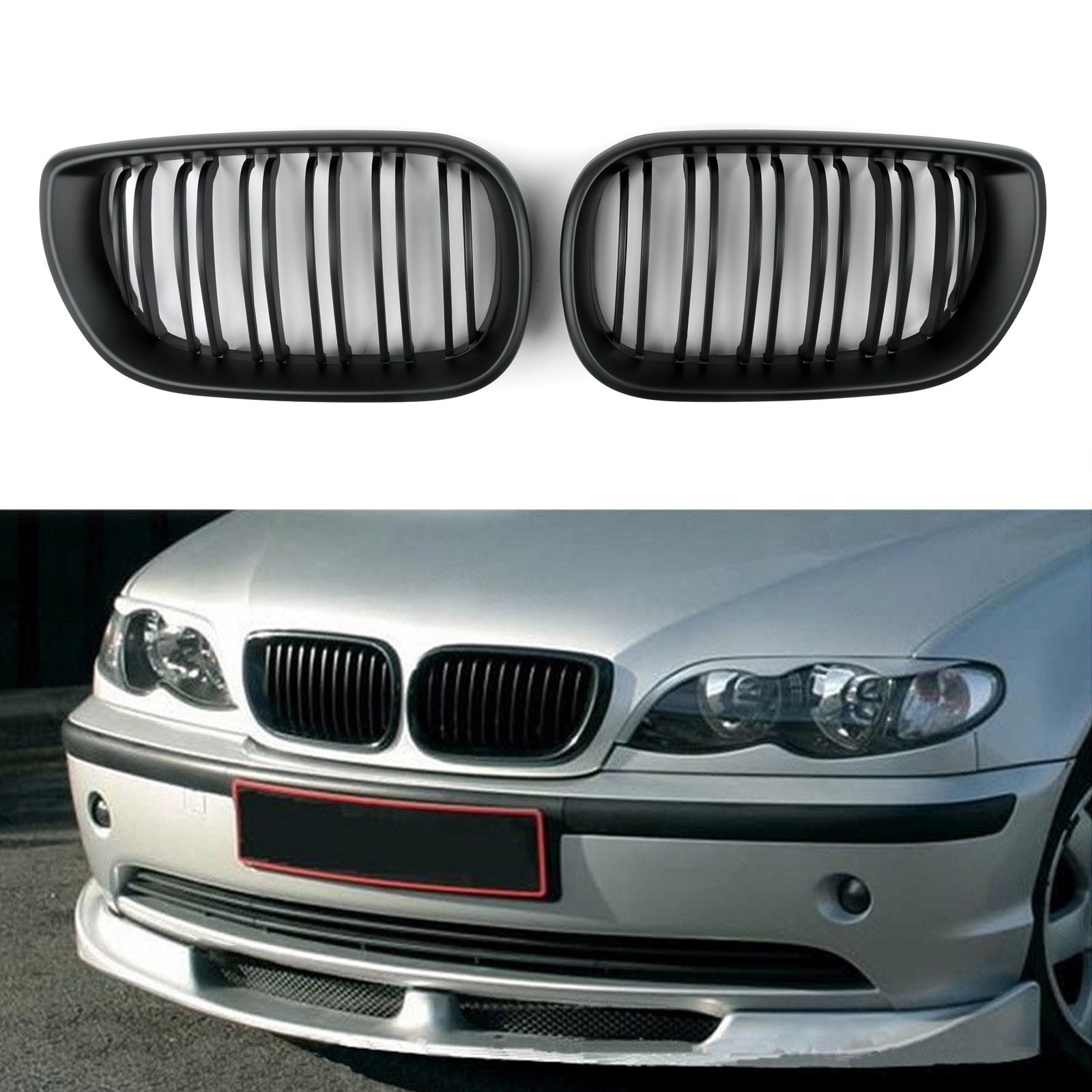 2002-2005 BMW E46 Touring 4-Door Facelift Front Kidney Hood Grille 51137030545 Matte Black Generic 2002-2005 BMW E46 Touring 4-Door Facelift Front Kidney Hood Grille 51137030545 Matte Black Generic