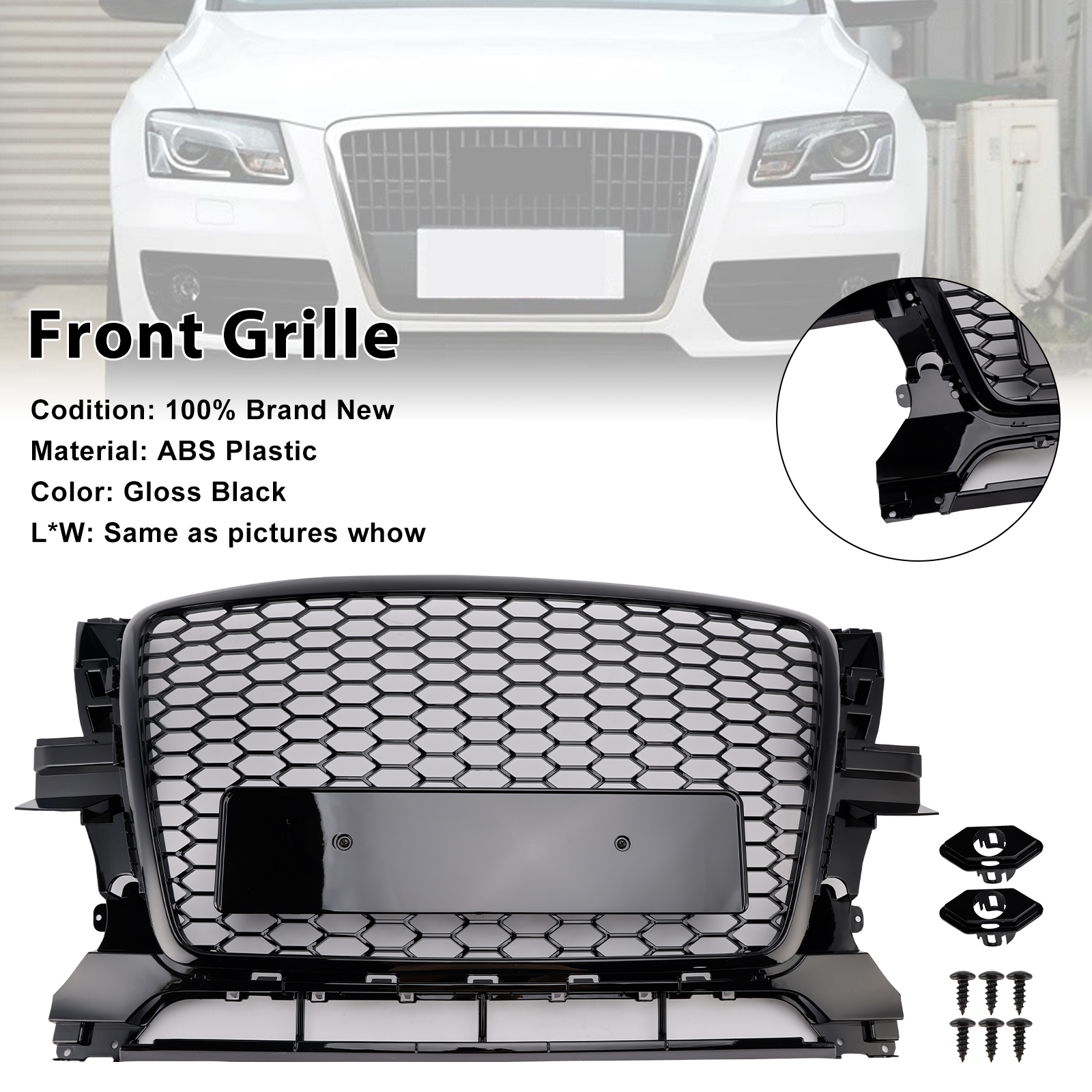 2009-2012 Audi Q5 SQ5 Front Bumper Grill Grille 8R0853651B Gloss Black Generic 2009-2012 Audi Q5 SQ5 Front Bumper Grill Grille 8R0853651B Gloss Black Generic