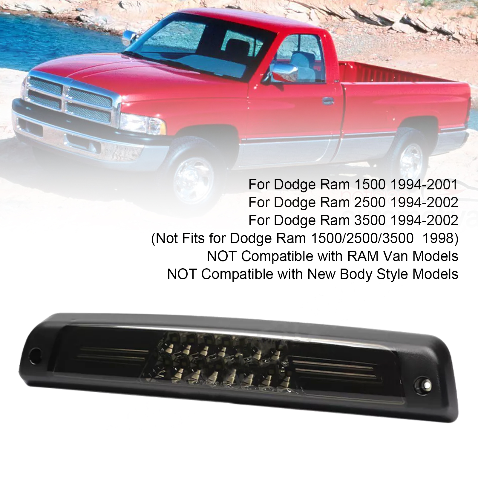 1994-2002 Dodge Ram 3500 LED 3rd Third Brake Light Tail Cargo Lamp 55077263AB 55077263AA Generic 1994-2002 Dodge Ram 3500 LED 3rd Third Brake Light Tail Cargo Lamp 55077263AB 55077263AA Generic