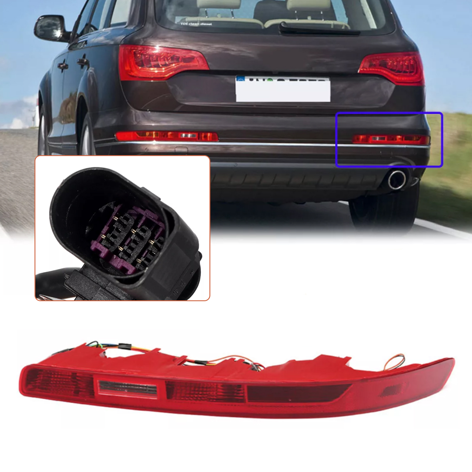2007-2015 Audi Q7 US version Right Rear Bumper Reflector Tail Light Lamp Red Lens 4L0945095A Generic 2007-2015 Audi Q7 US version Right Rear Bumper Reflector Tail Light Lamp Red Lens 4L0945095A Generic