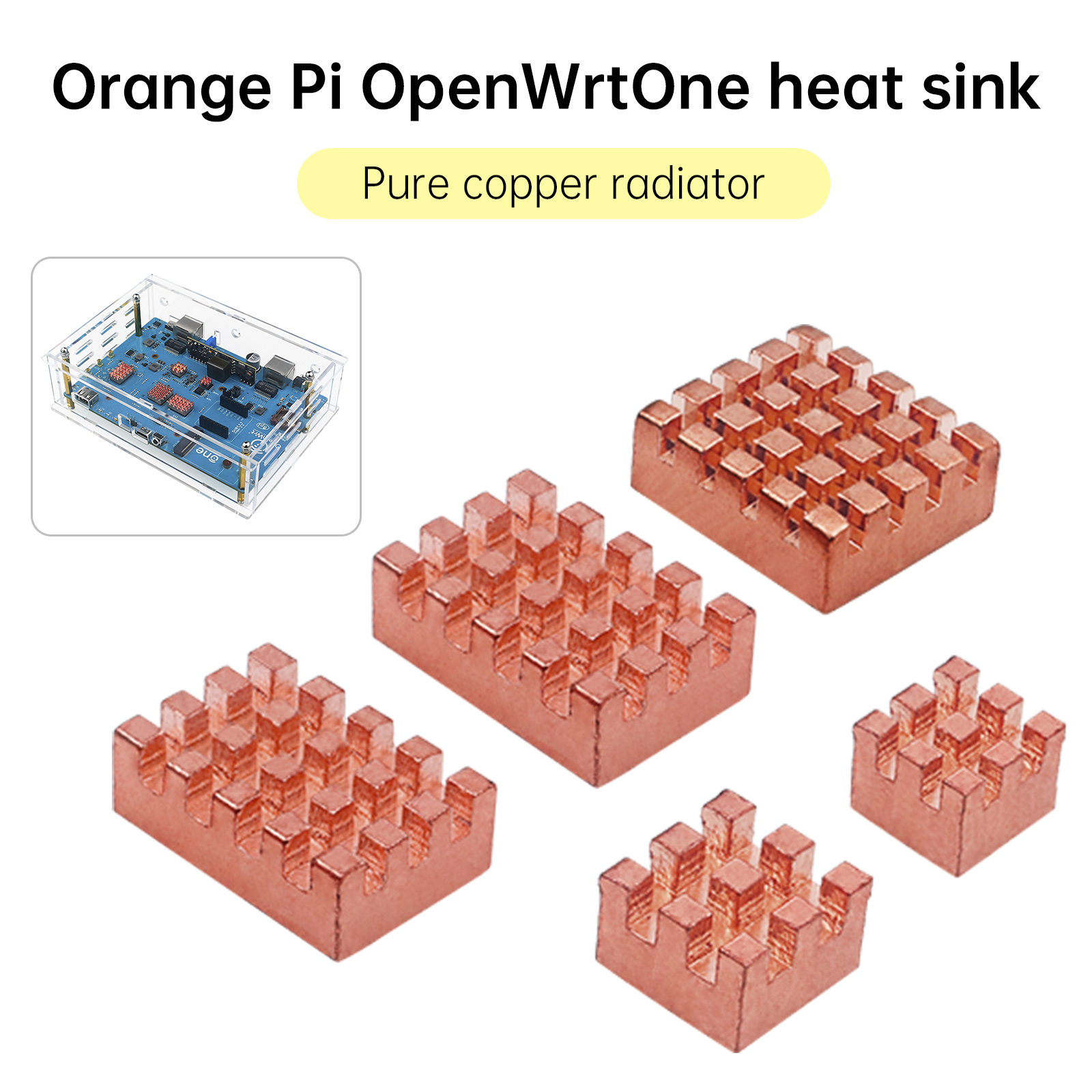 BananaPi Radiator Banana Pi OpenWrtOne Pure Copper Heat Sink Adhesive CPU Cooler