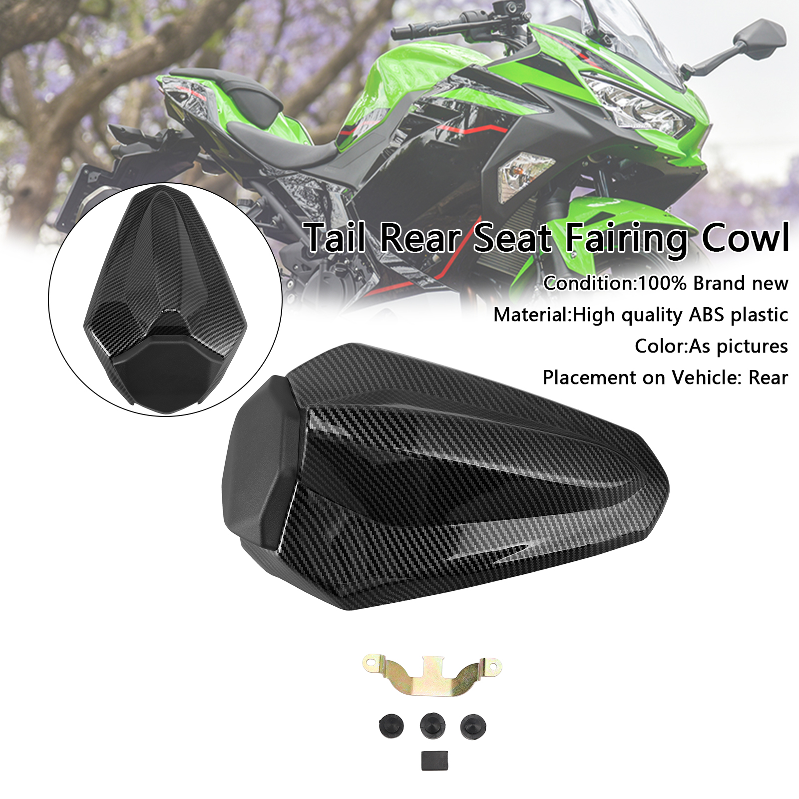 2018-2024 Kawasaki Ninja 400 Racing Tail Rear Seat Fairing Cowl Carbon Generic