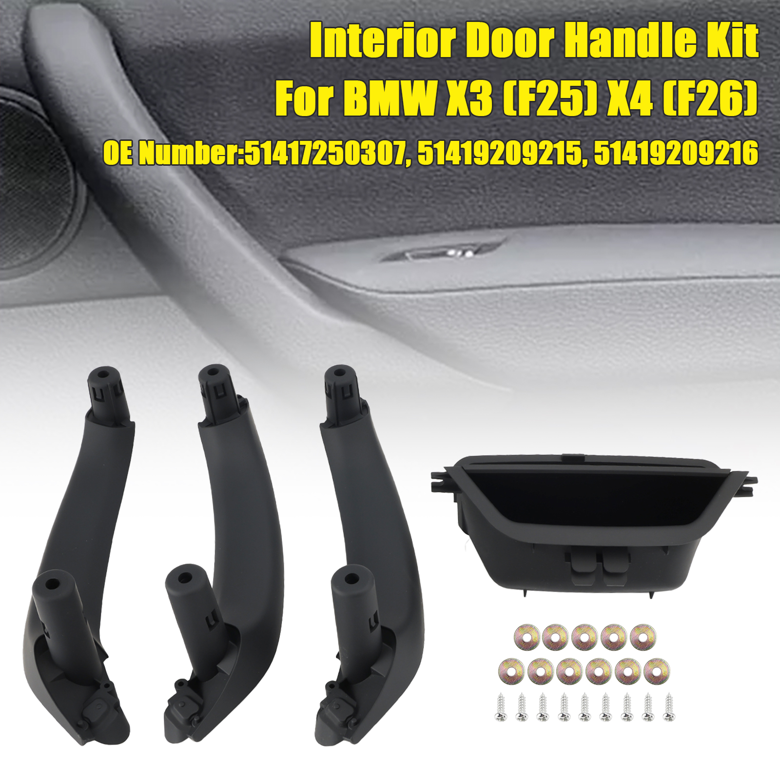 2010-2017 BMW X3 F25 Interior Door Handle Kit 51417250307 Black Generic 2010-2017 BMW X3 F25 Interior Door Handle Kit 51417250307 Black Generic