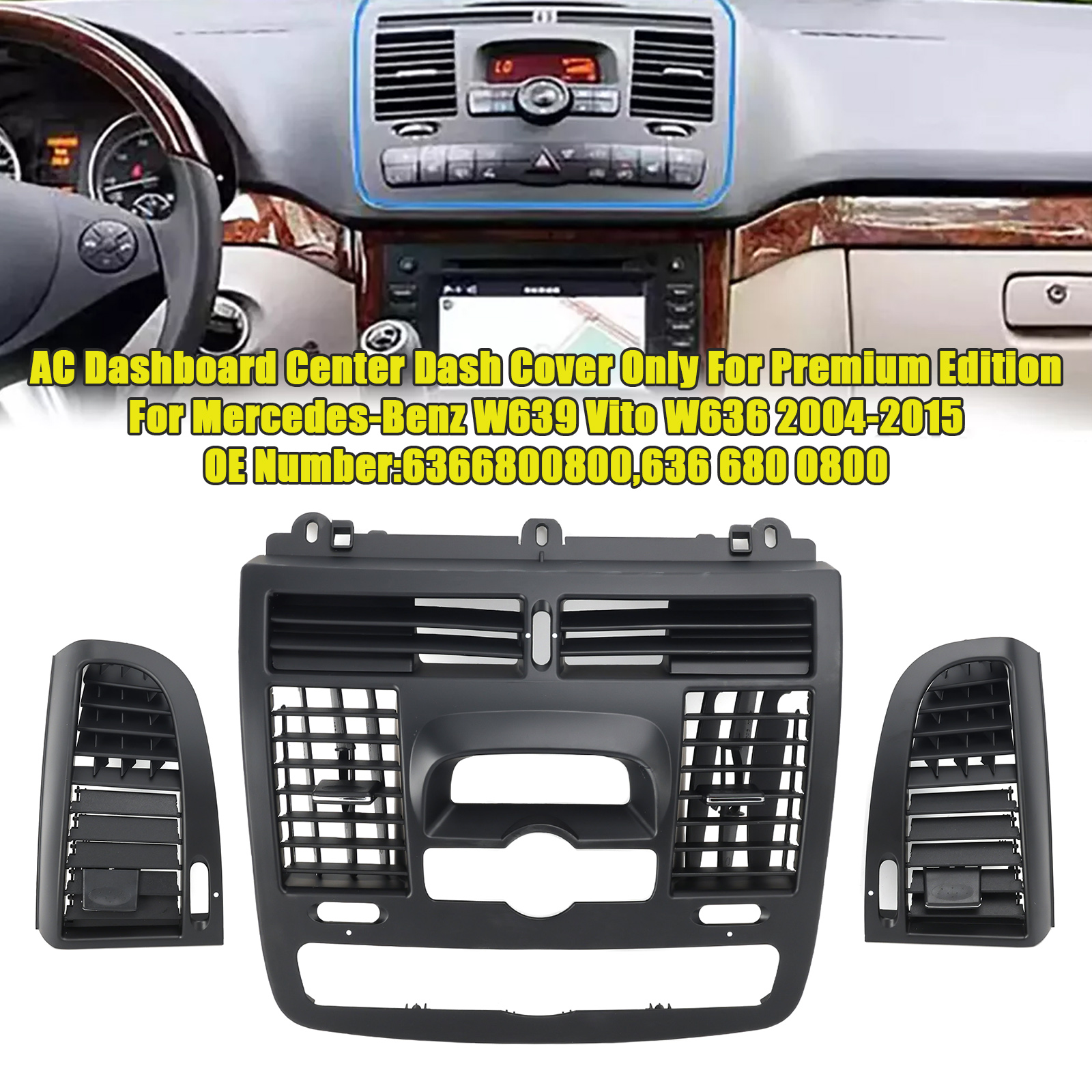 2004-2015 Mercedes-BENZ Viano W636 Center Front L&R Dashboard A/C Air Conditioner Outlet Cover Generic 2004-2015 Mercedes-BENZ Viano W636 Center Front L&R Dashboard A/C Air Conditioner Outlet Cover Generic
