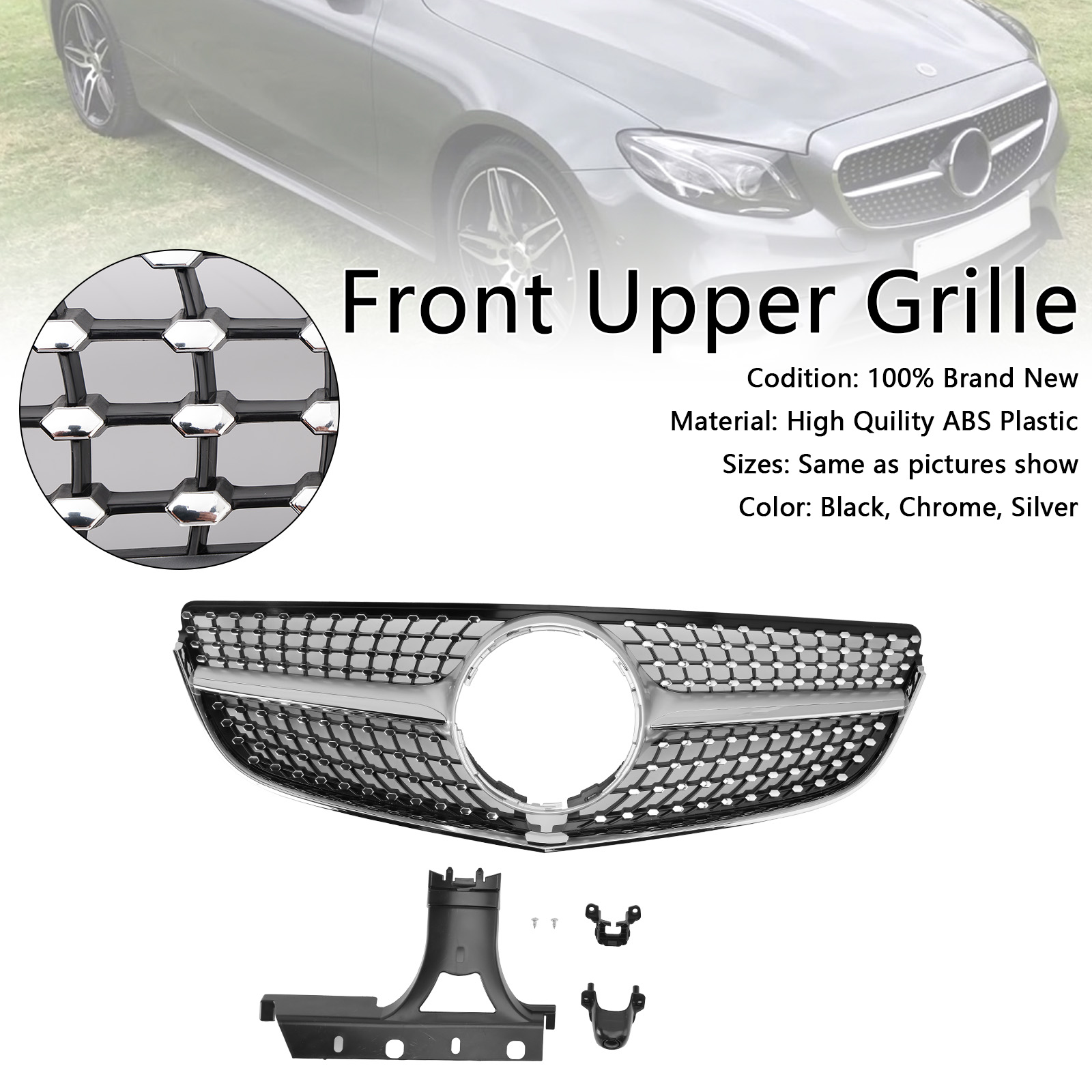 2014-2017 Mercedes Benz E-Class W207/ C207 Diamond Front Upper Grille Without badge Generic 2014-2017 Mercedes Benz E-Class W207/ C207 Diamond Front Upper Grille Without badge Generic