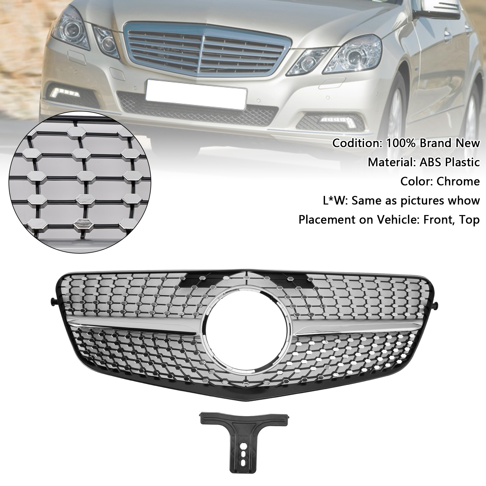 2010-2013 Mercedes-Benz W212 E-Class Upper grille Chrome Generic 2010-2013 Mercedes-Benz W212 E-Class Upper grille Chrome Generic