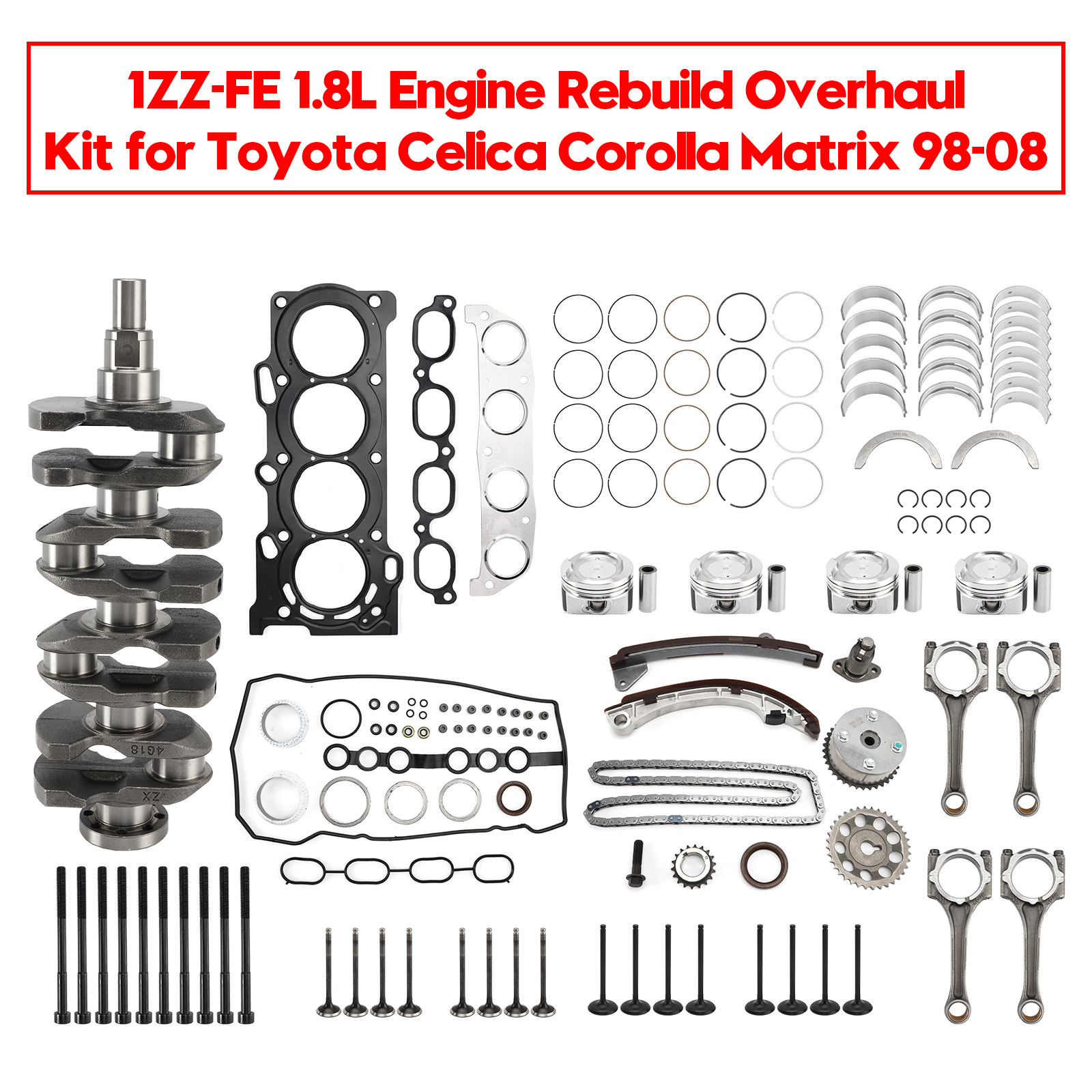 2000-2005 TOYOTA MR2 SPYDER 1.8L 1ZZ-FE 1.8L Engine Rebuild Overhaul Kit Generic