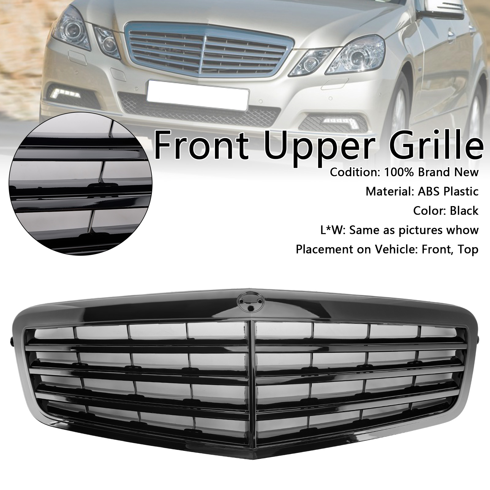 2009-2013 Mercedes-Benz E-Class Upper Grille Black Generic
