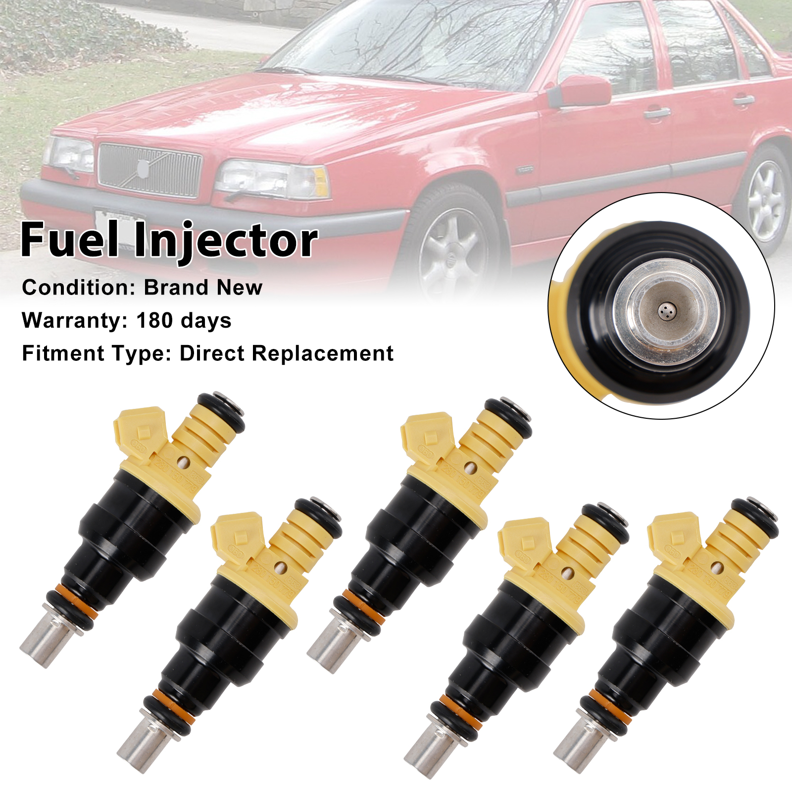 1991-1997 Volvo 850 2.4L 2.0L I5 5PCS Fuel Injector 0280150779 Generic 1991-1997 Volvo 850 2.4L 2.0L I5 5PCS Fuel Injector 0280150779 Generic