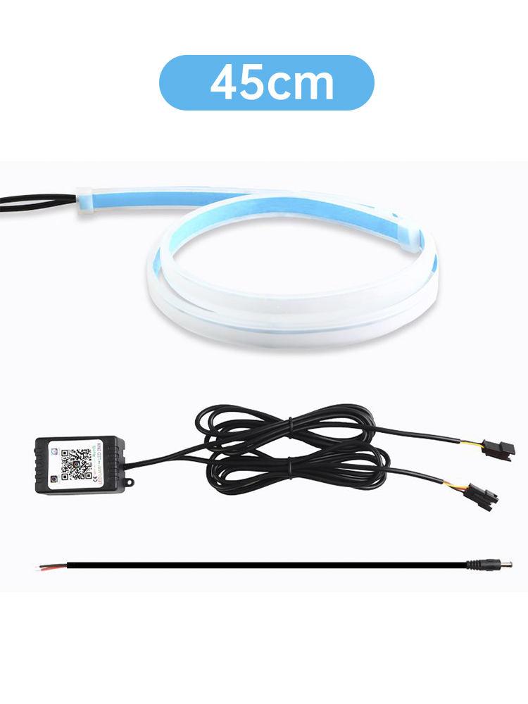 Ultra Thin Car LED Headlight Daytime Running Iridescent Light Eyebrow Strip With APP Controller 45cm