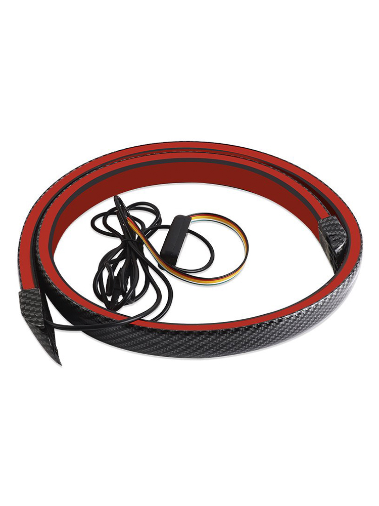 Car Tail Streamer Lamp Carbon Fiber LED Light Rear Wing Spoiler Lip Brake Trunk Red 1.3M