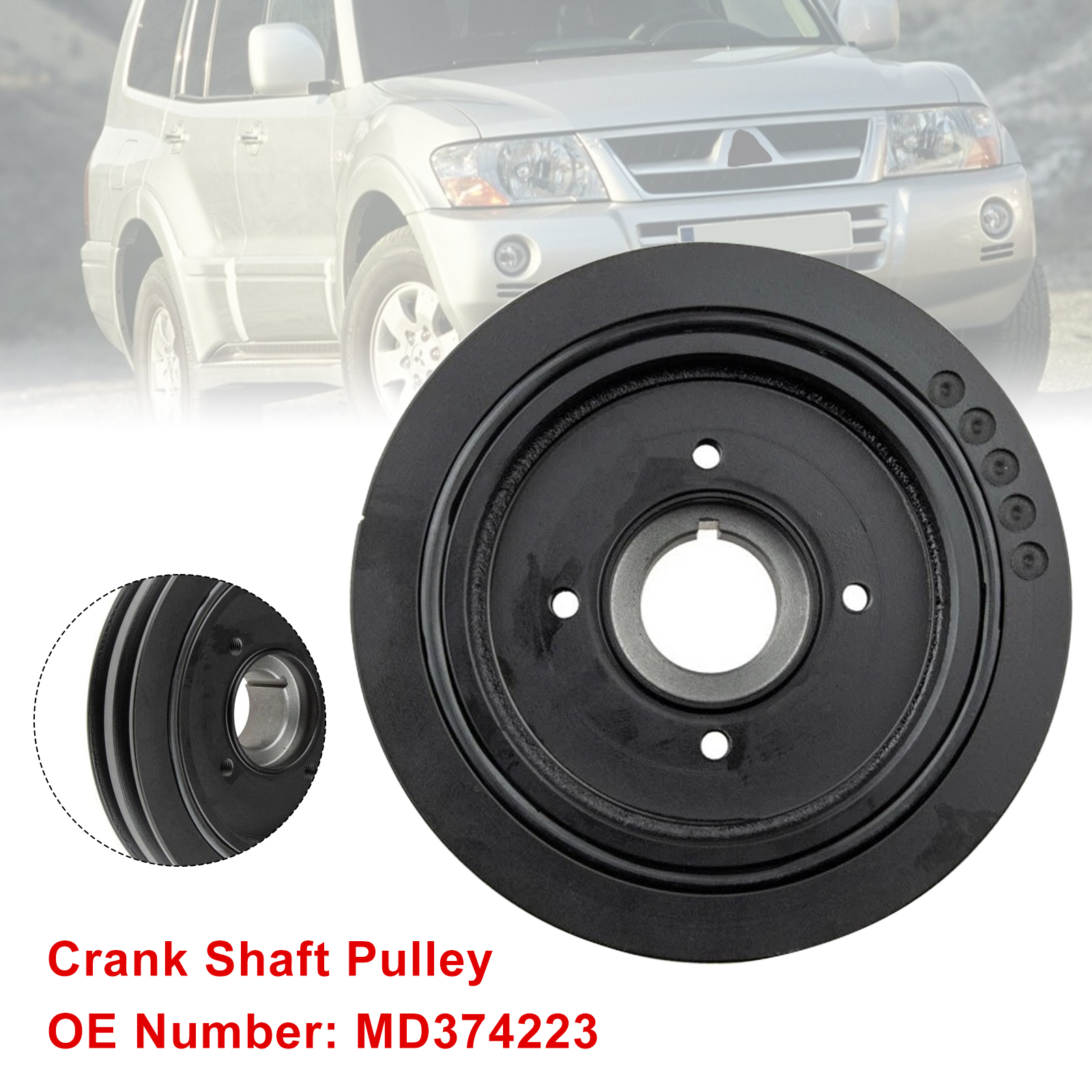 Mitsubishi L200 Shogun Sport 2.5 TD 4D56 Diesel Crank Shaft Pulley MD374223 Generic Mitsubishi L200 Shogun Sport 2.5 TD 4D56 Diesel Crank Shaft Pulley MD374223 Generic