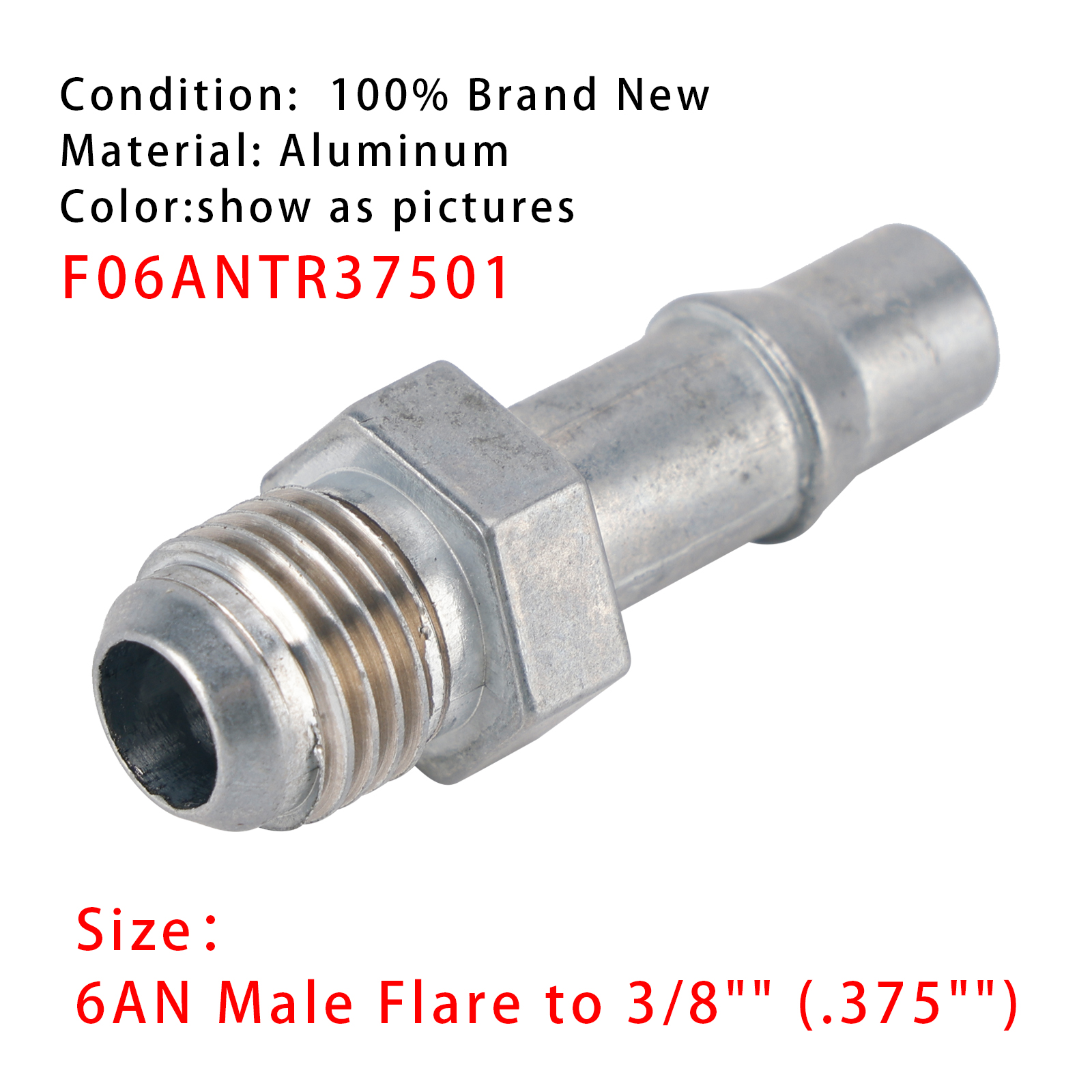 6AN Male Flare to 3/8" (.375") Transmission Cooler Quick Disconnect Adapter Fitting F06ANTR37501